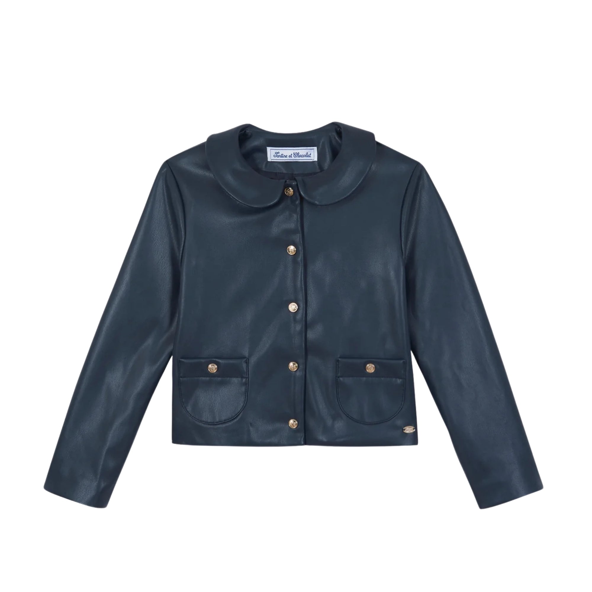 Faux Leather Jacket | Navy