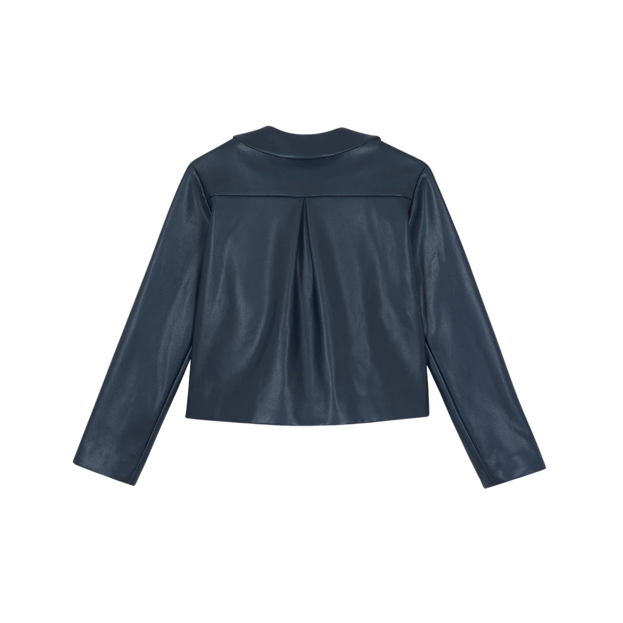 Faux Leather Jacket | Navy