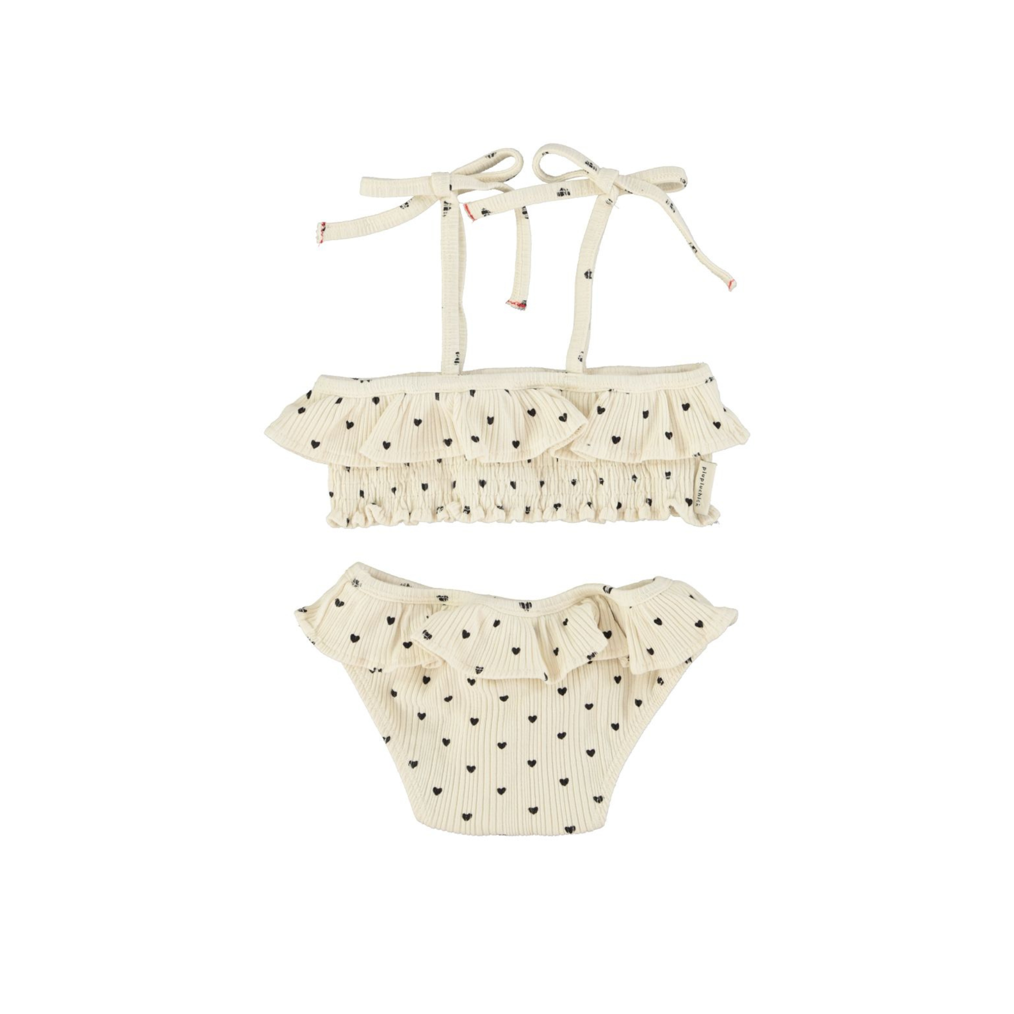 Heart Print Bikini | Ecru/Black