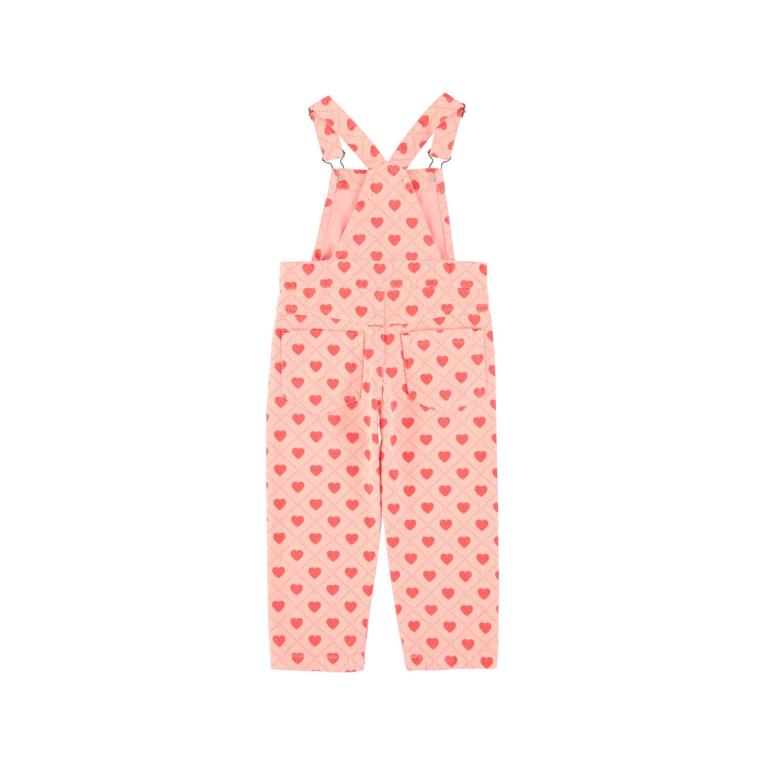 Heart Print Dungarees | Pink/Red