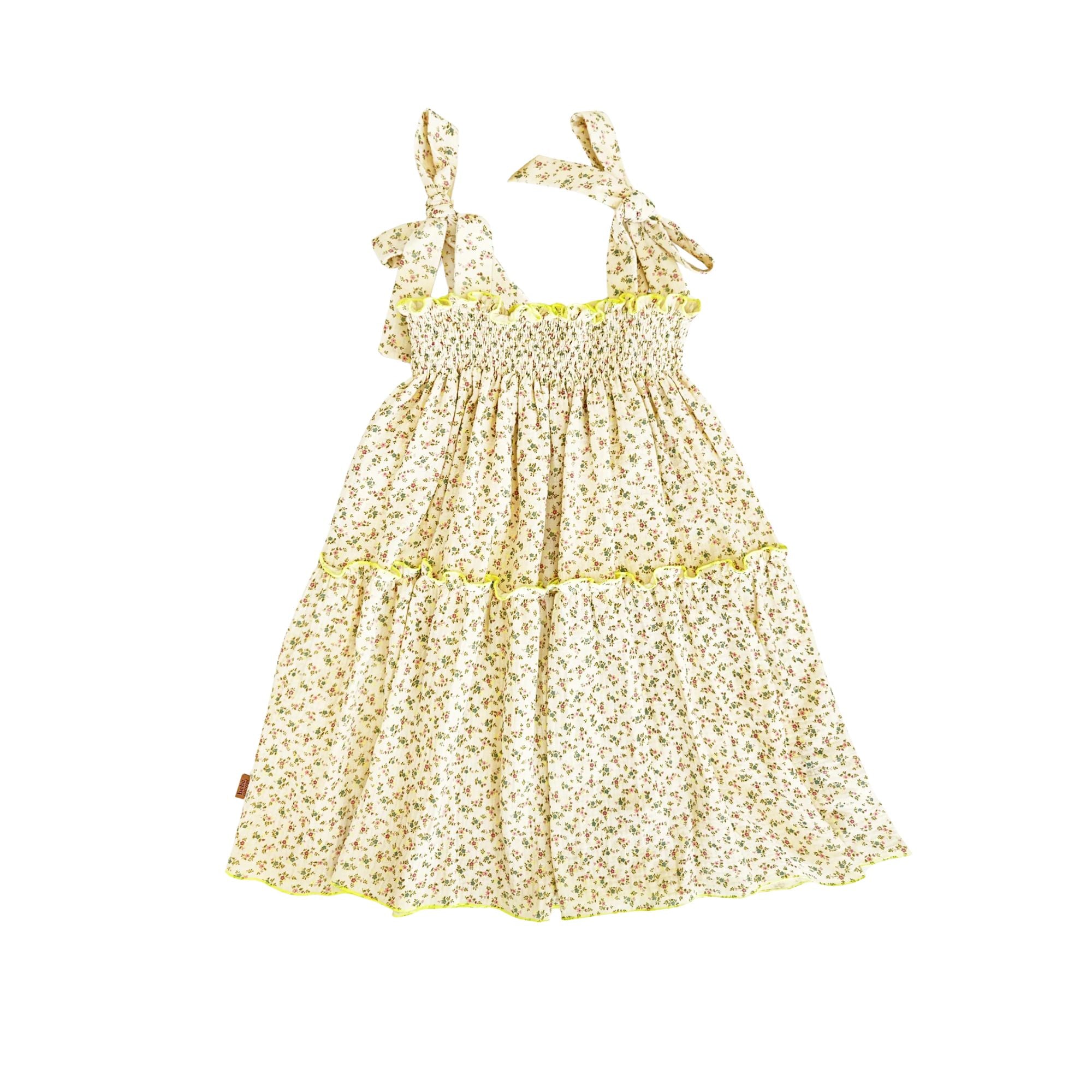 Muslin Floral Dress | Yellow & Green