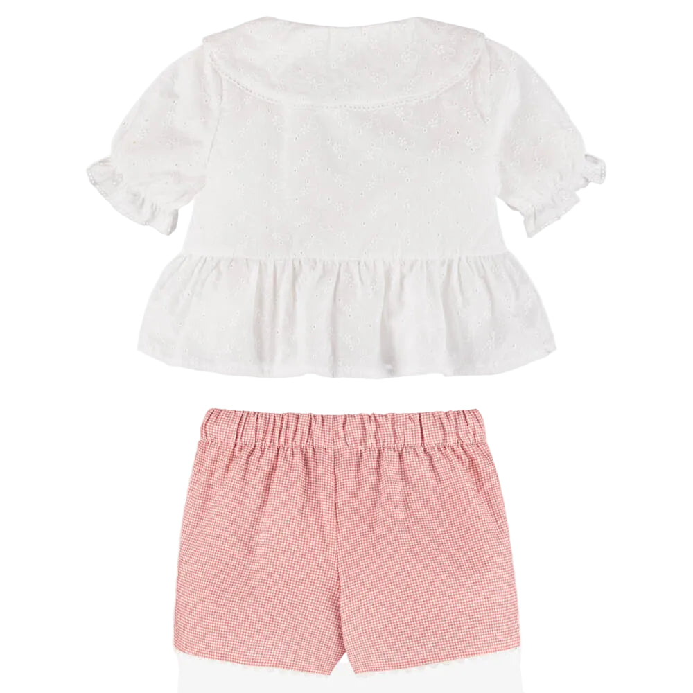 Blouse & Gingham Shorts Set | Red Pomelo