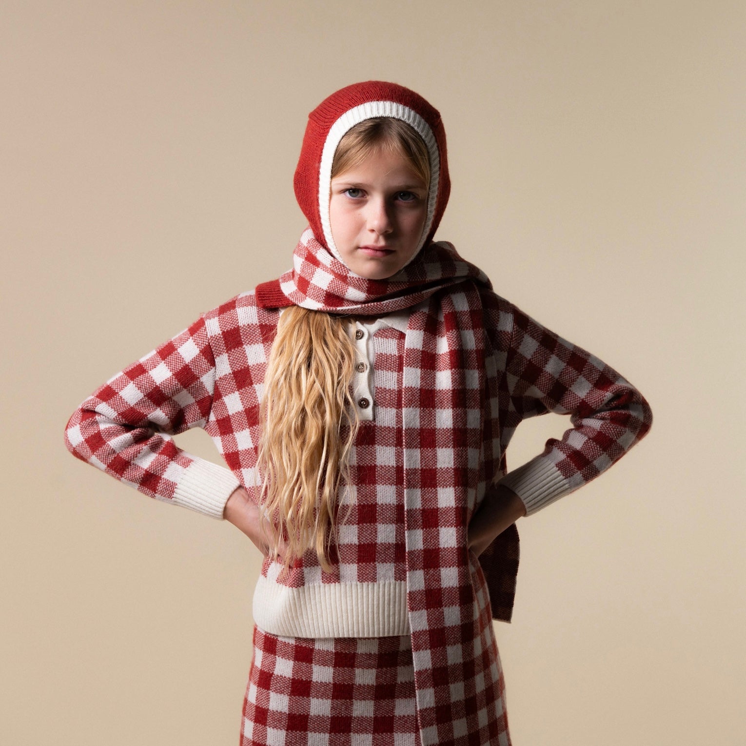 Gingham Knit Scarf | Russet