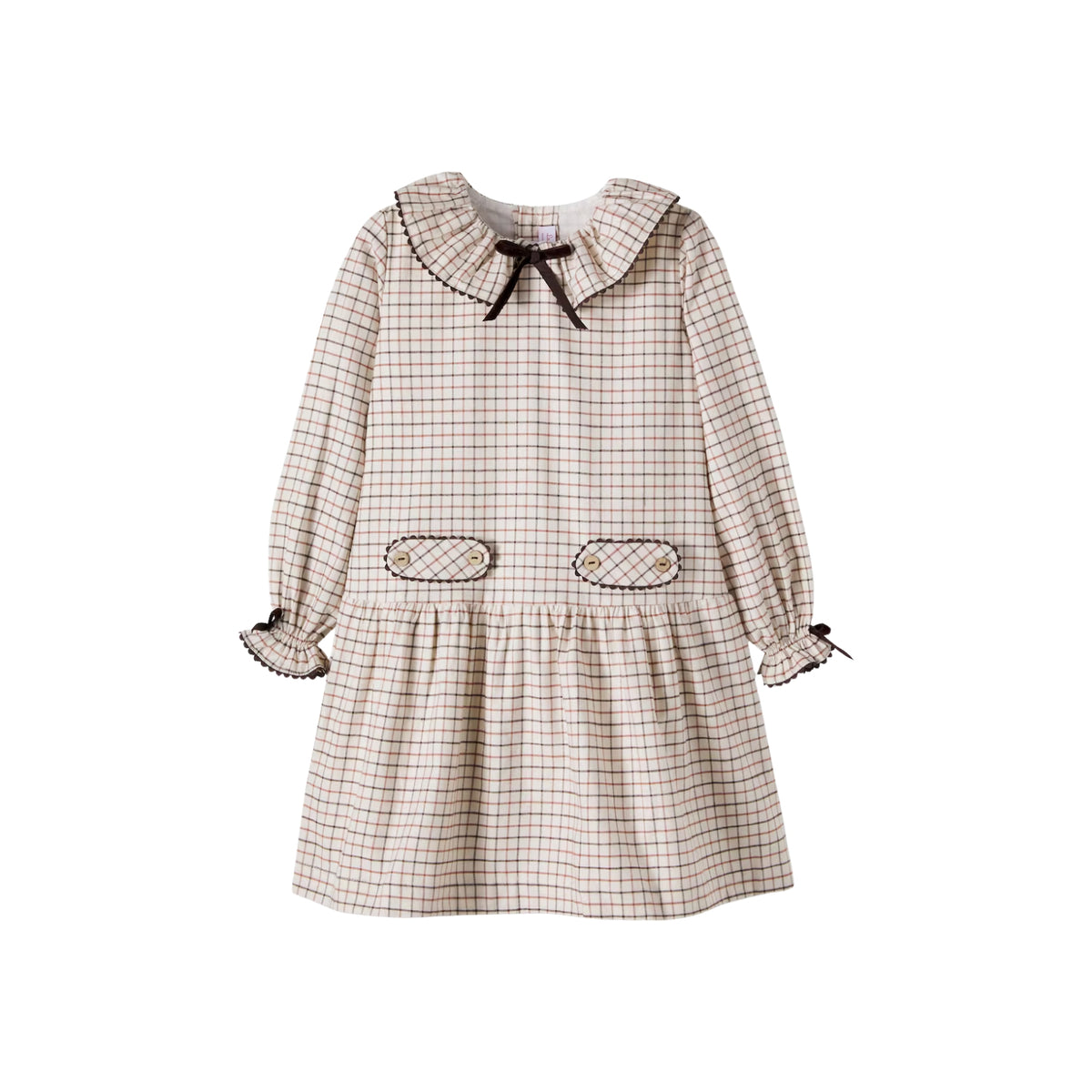 Tessa Drop Waist Dress | Caramel Check