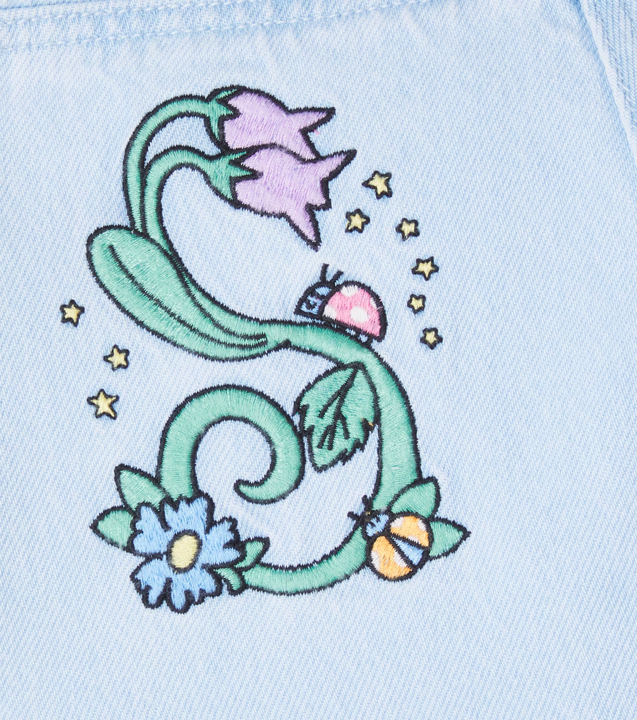 Embroidered Wide Leg Jeans | Light Blue