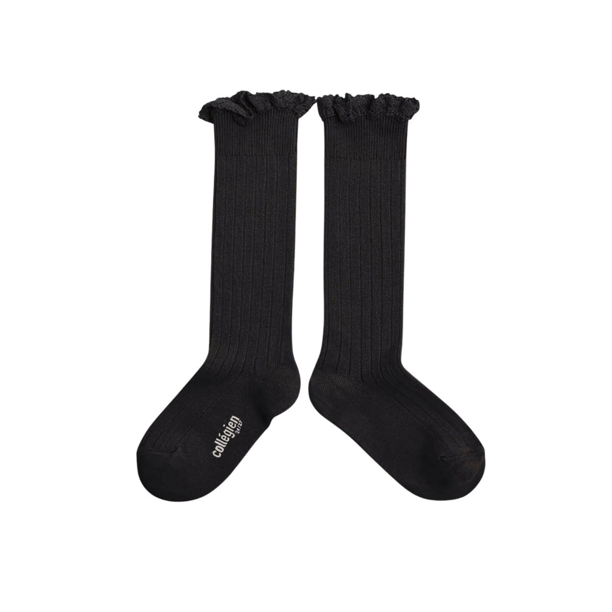 Josephine Lace Trim Ribbed Knee High Socks