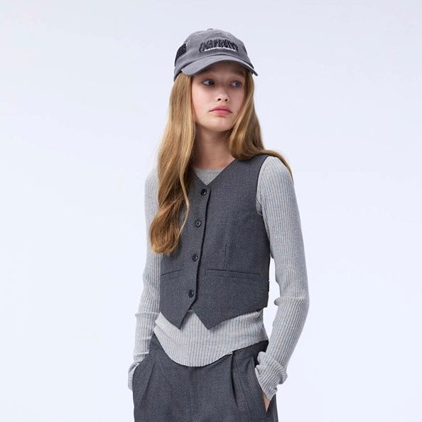 Hollie Vest | Grey Silver Check