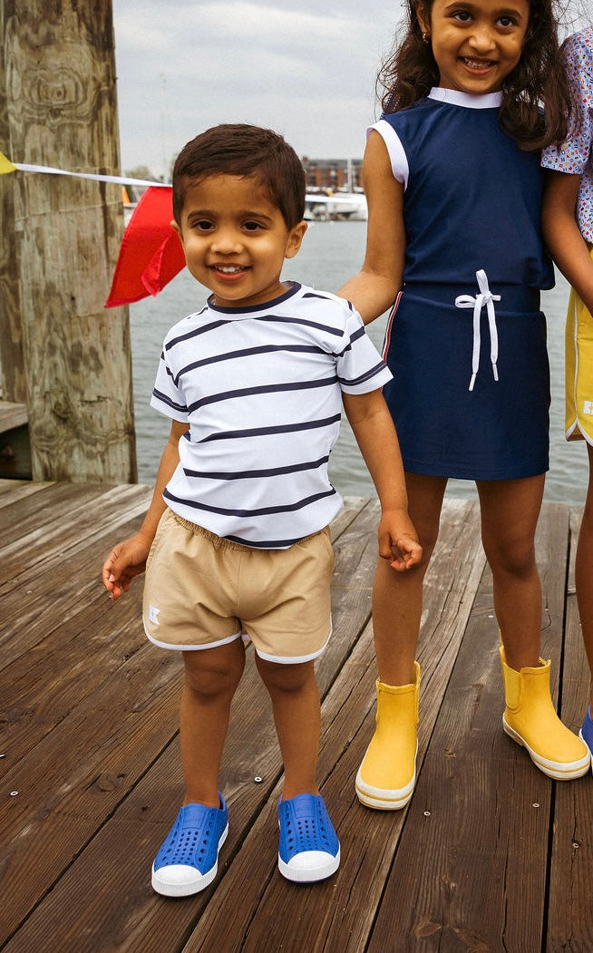Boys Striped Practice Shirt | White/Navy