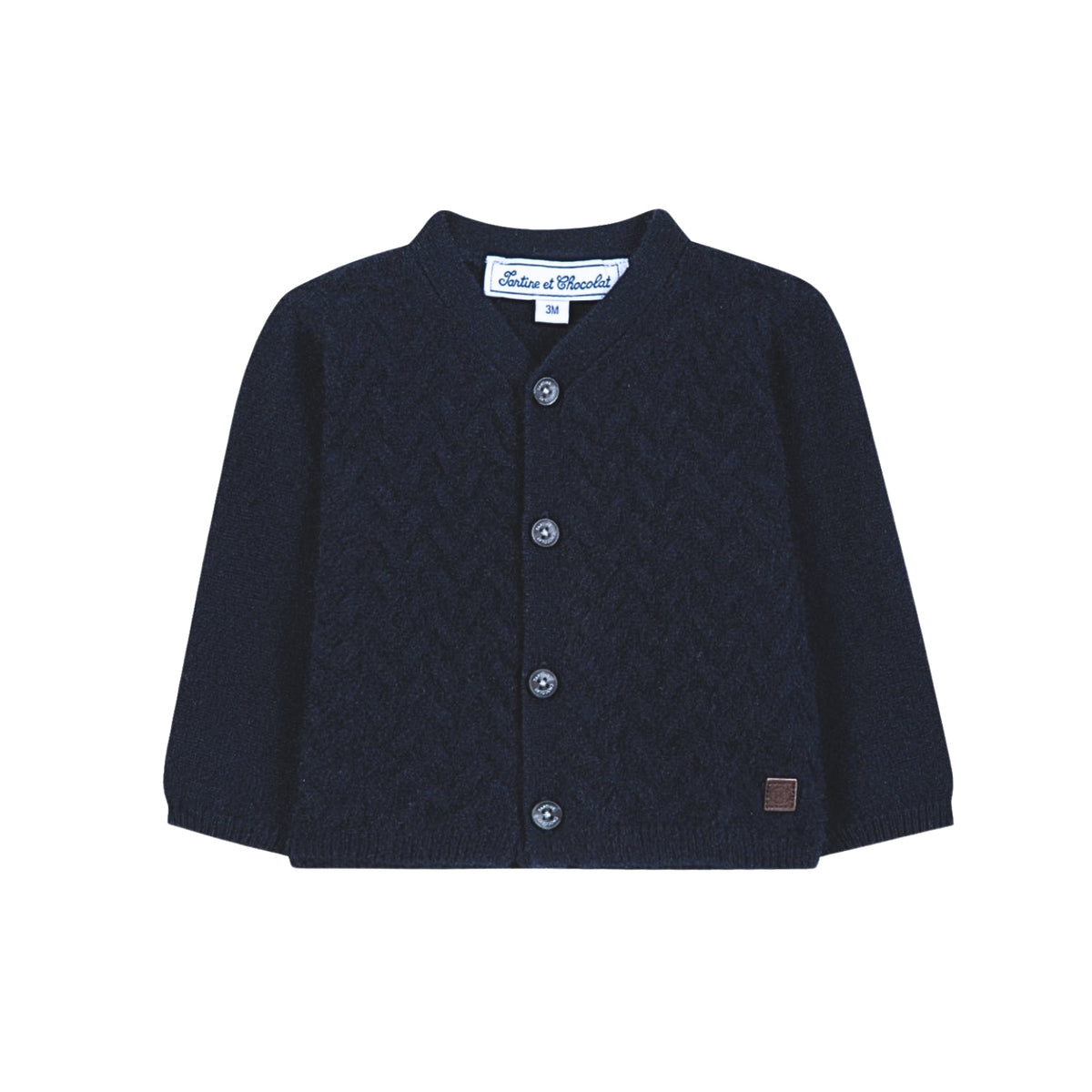Braided Knitwear Cardigan | Navy