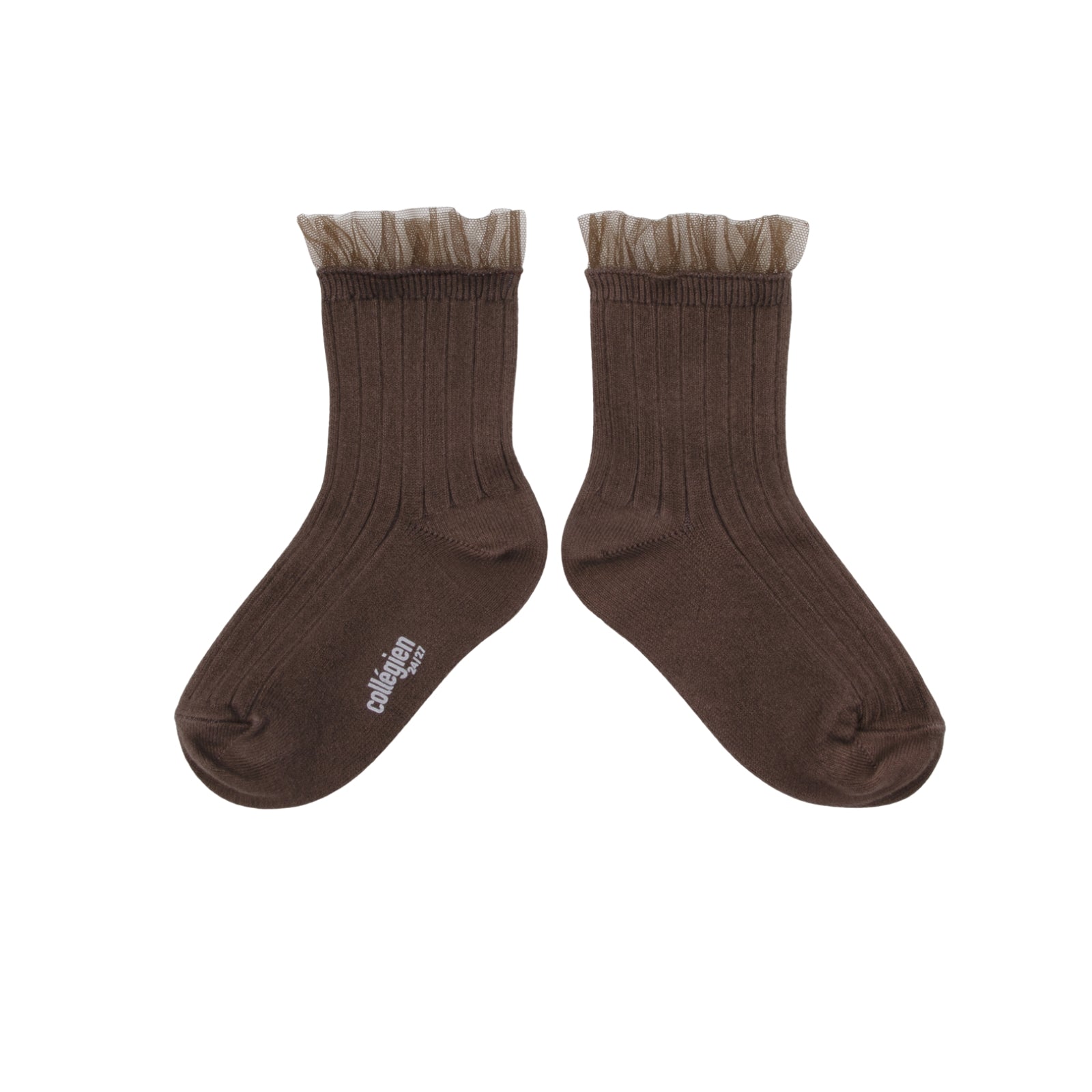 Margaux Tulle Frill Ribbed Ankle Socks