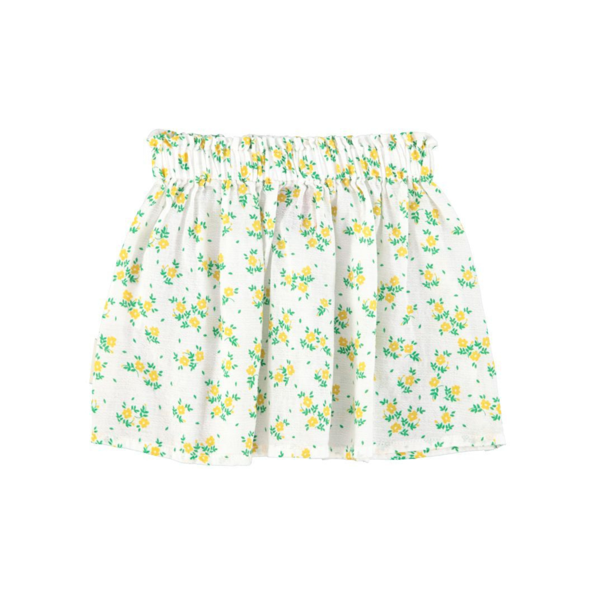Flower Print Short Skirt | Ecru/Yellow