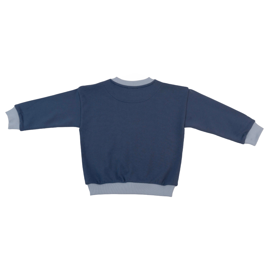 Kids Contrast Sweatshirt | Navy Blue / Light Blue