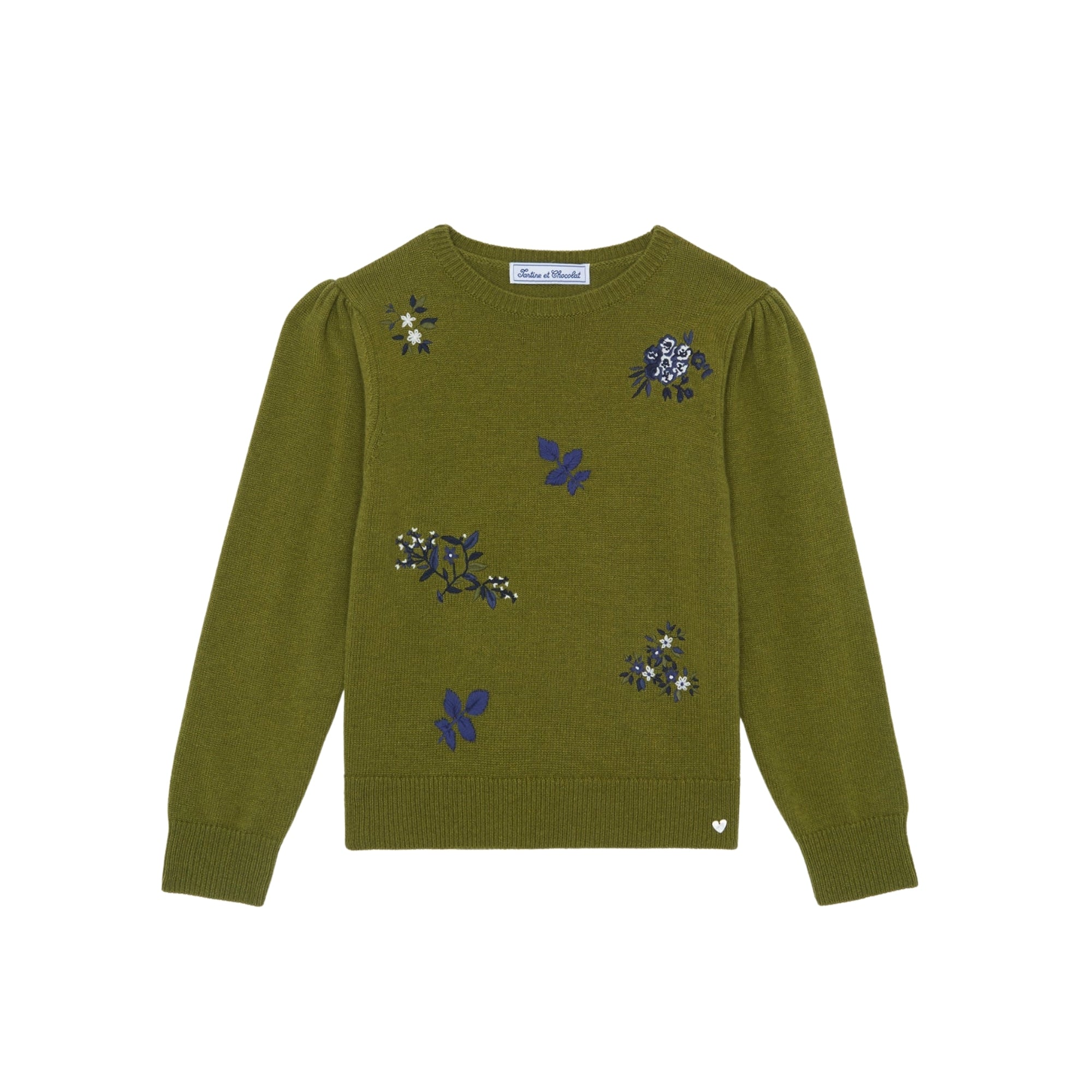Flower Embroidery Sweater | Olive