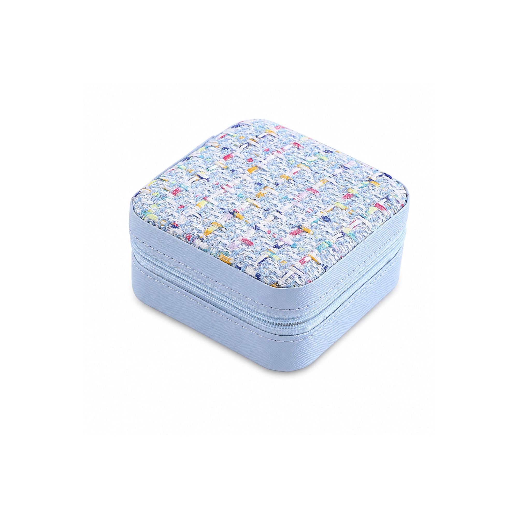 Tweed Square Jewelry Case | Blue