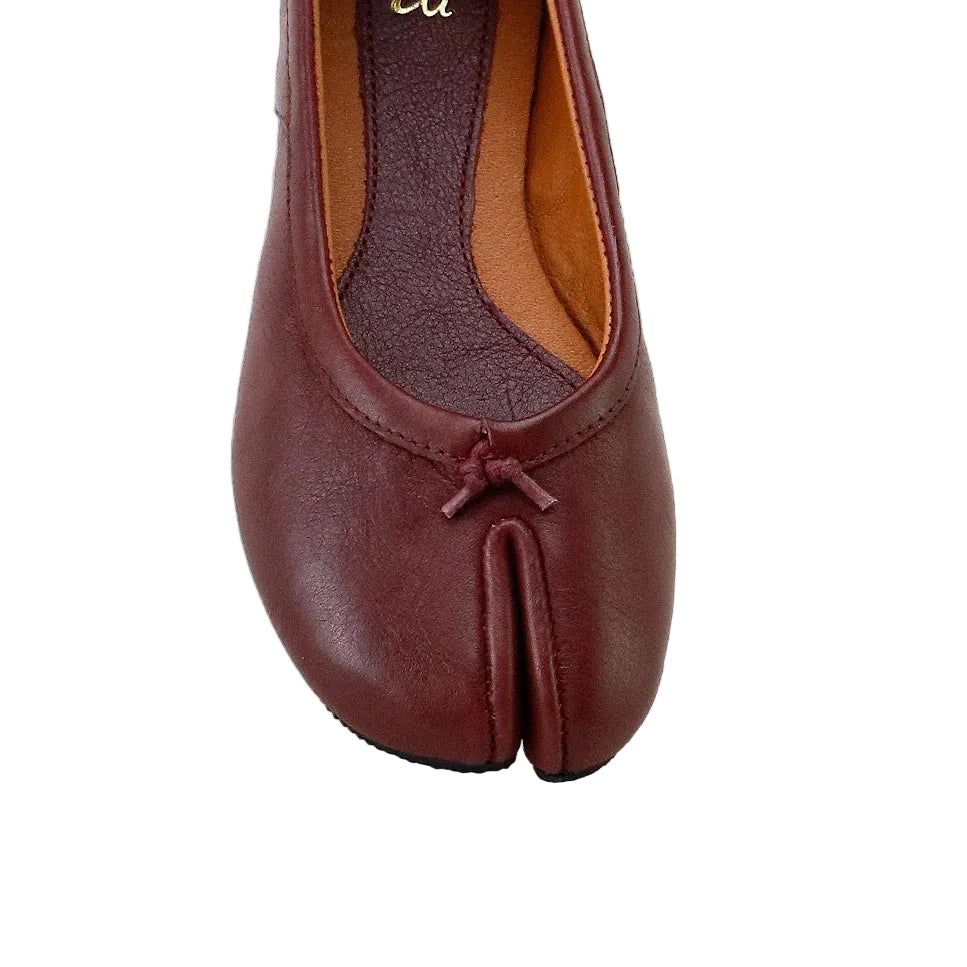 Japanese Inspired Leather Ballerinas | Burgundy