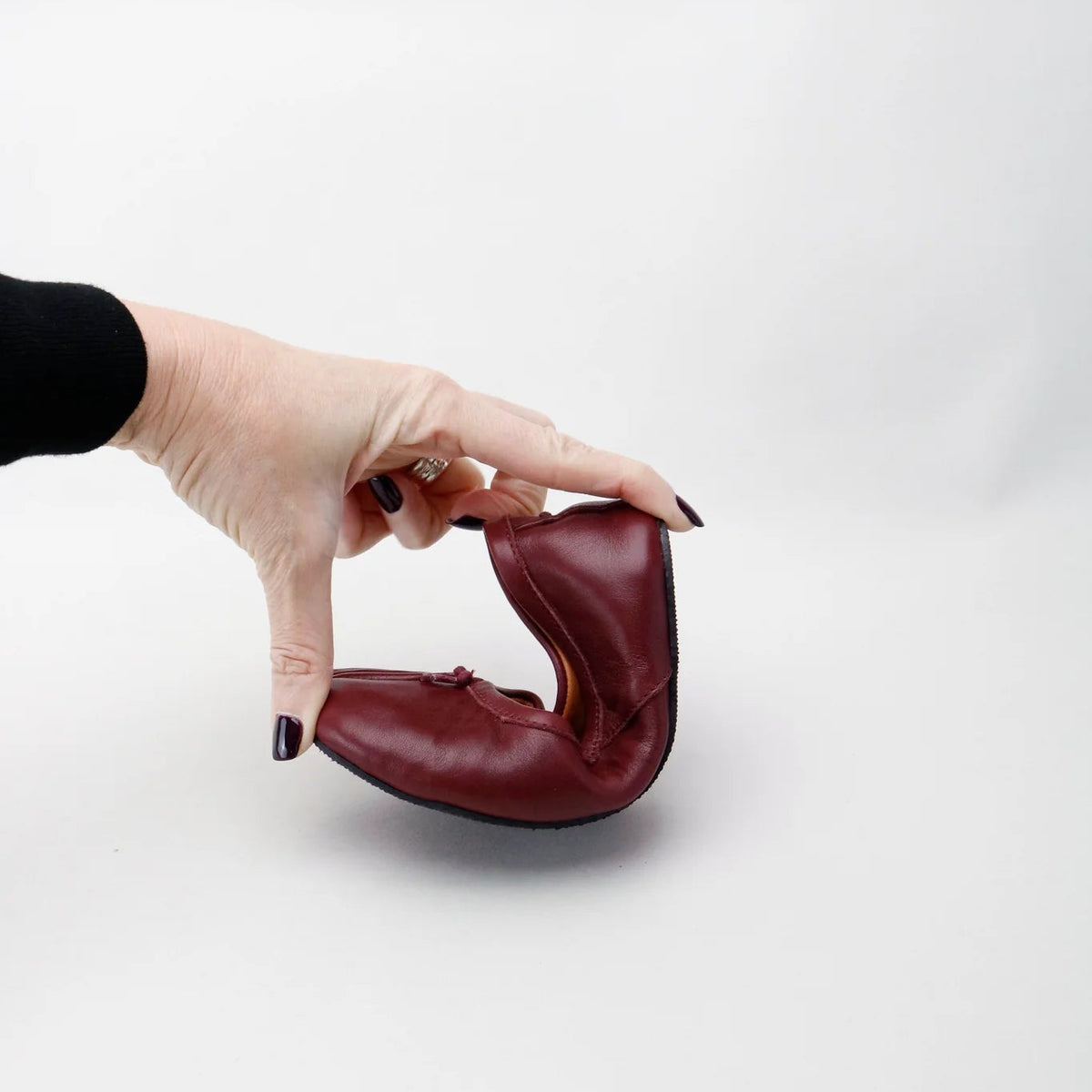 Japanese Inspired Leather Ballerinas | Burgundy