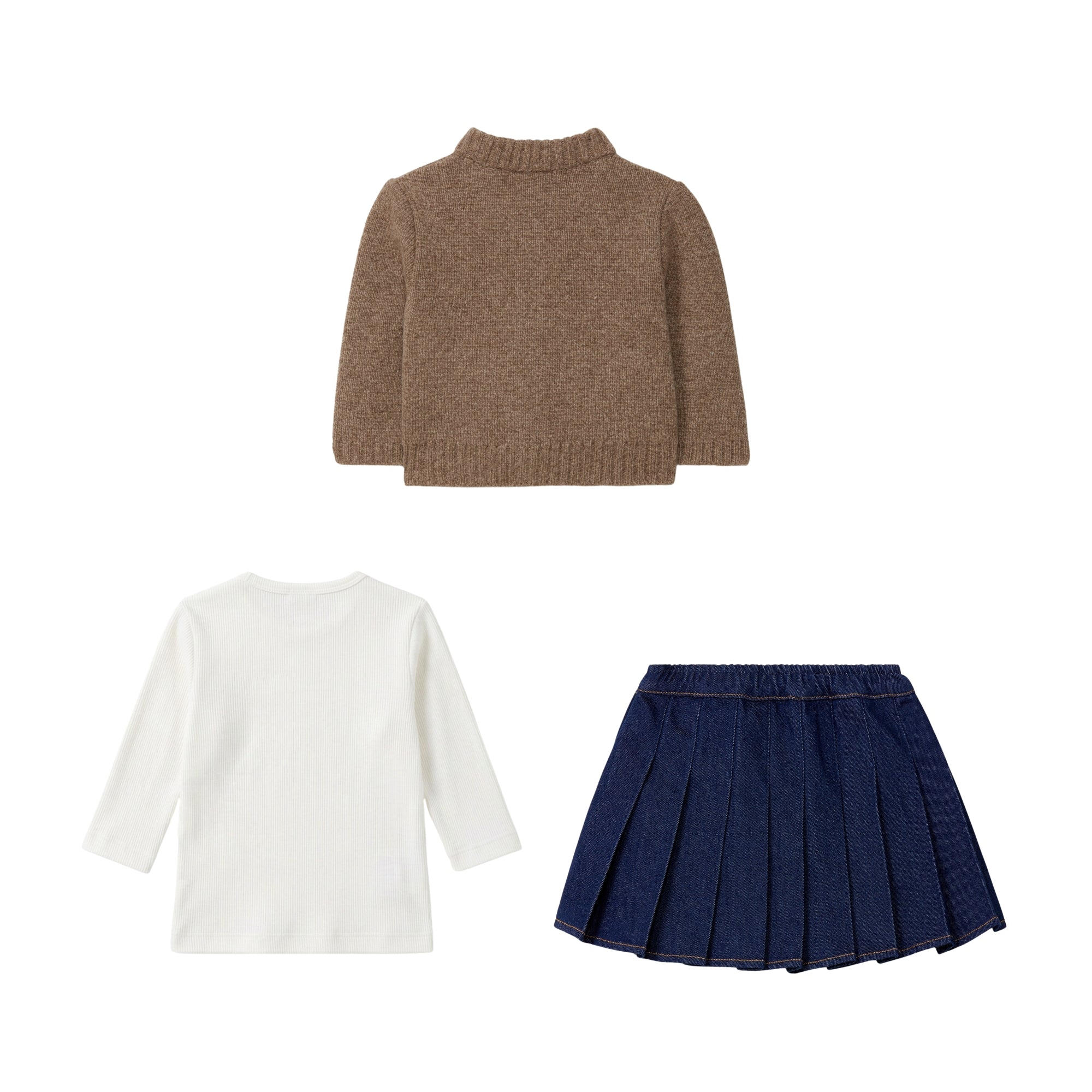 Cardigan 3 Piece Skirt Set | Brown Mouliné
