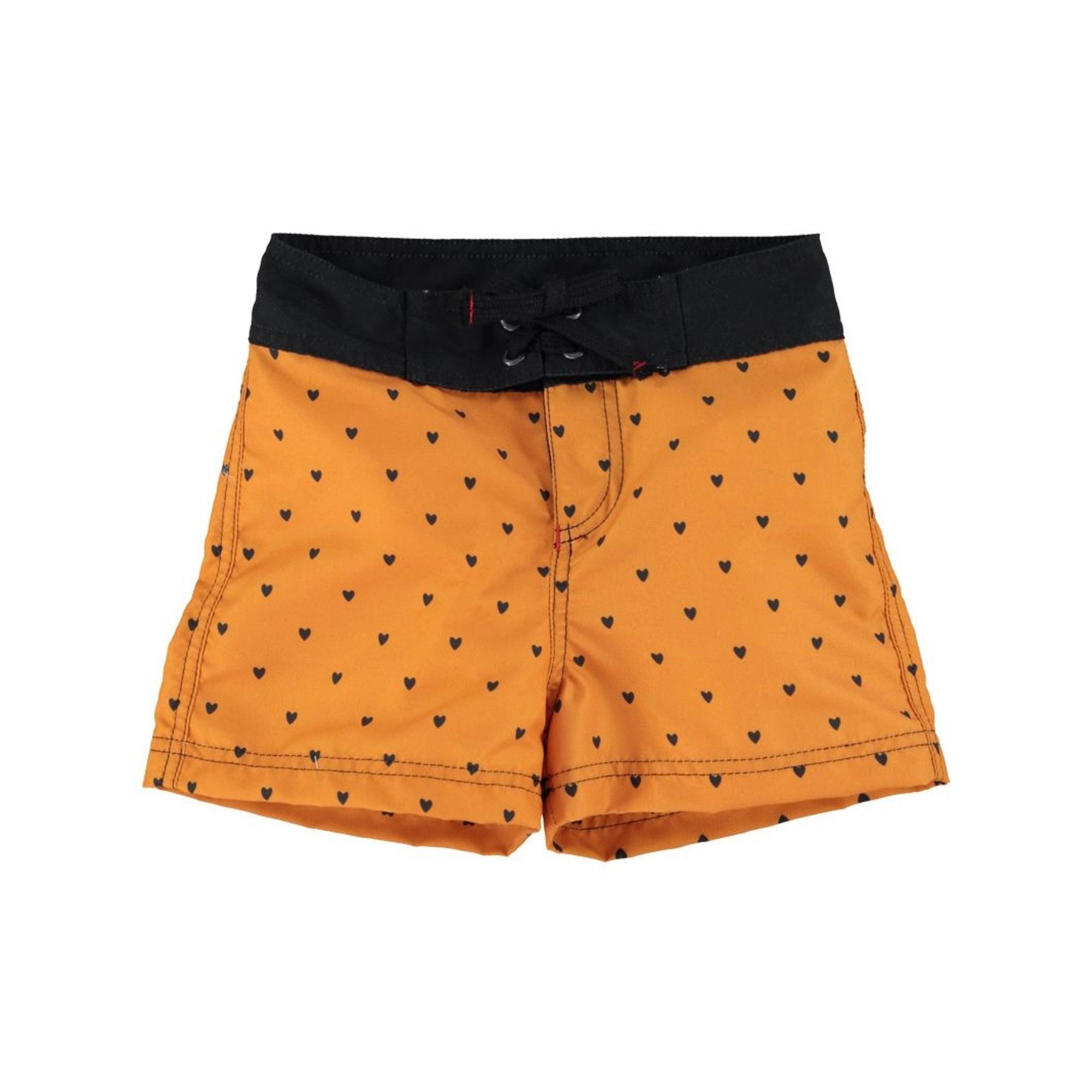 Heart Print Swim Shorts | Camel/Black