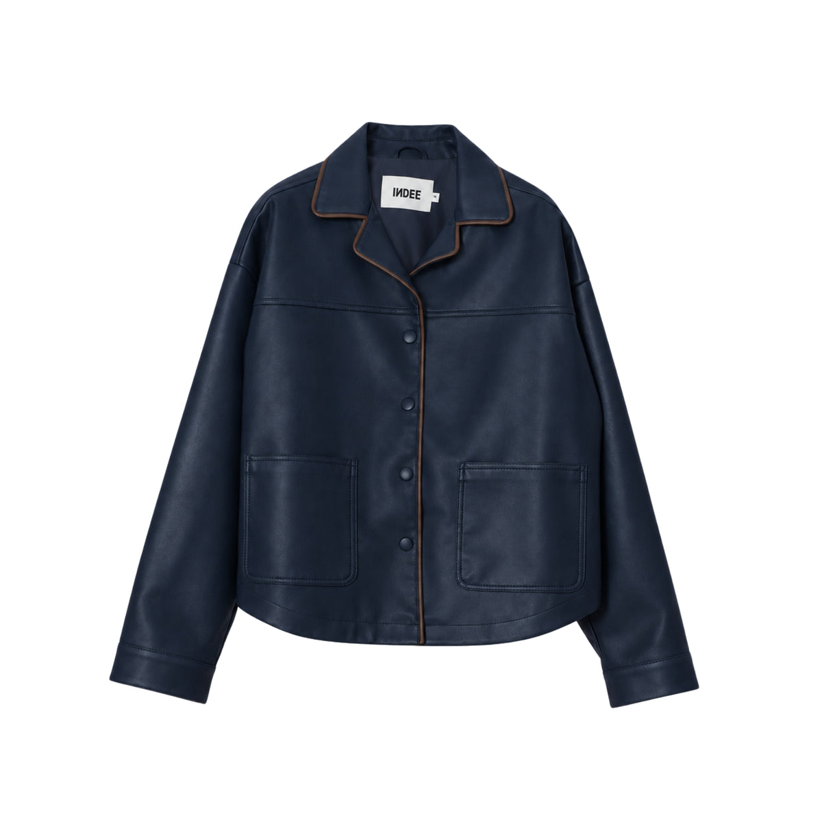 Wien Faux Leather Jacket | Navy