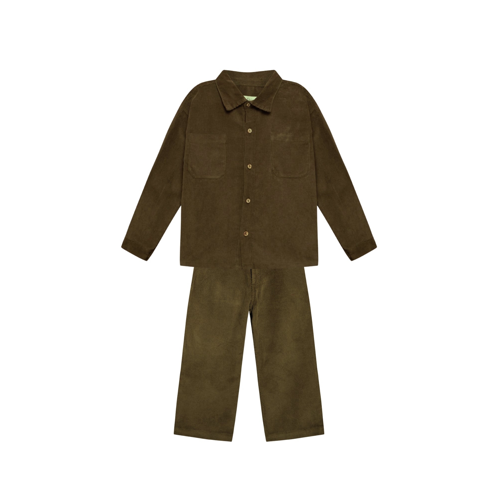 Corduroy Long Pants Set | Khaki