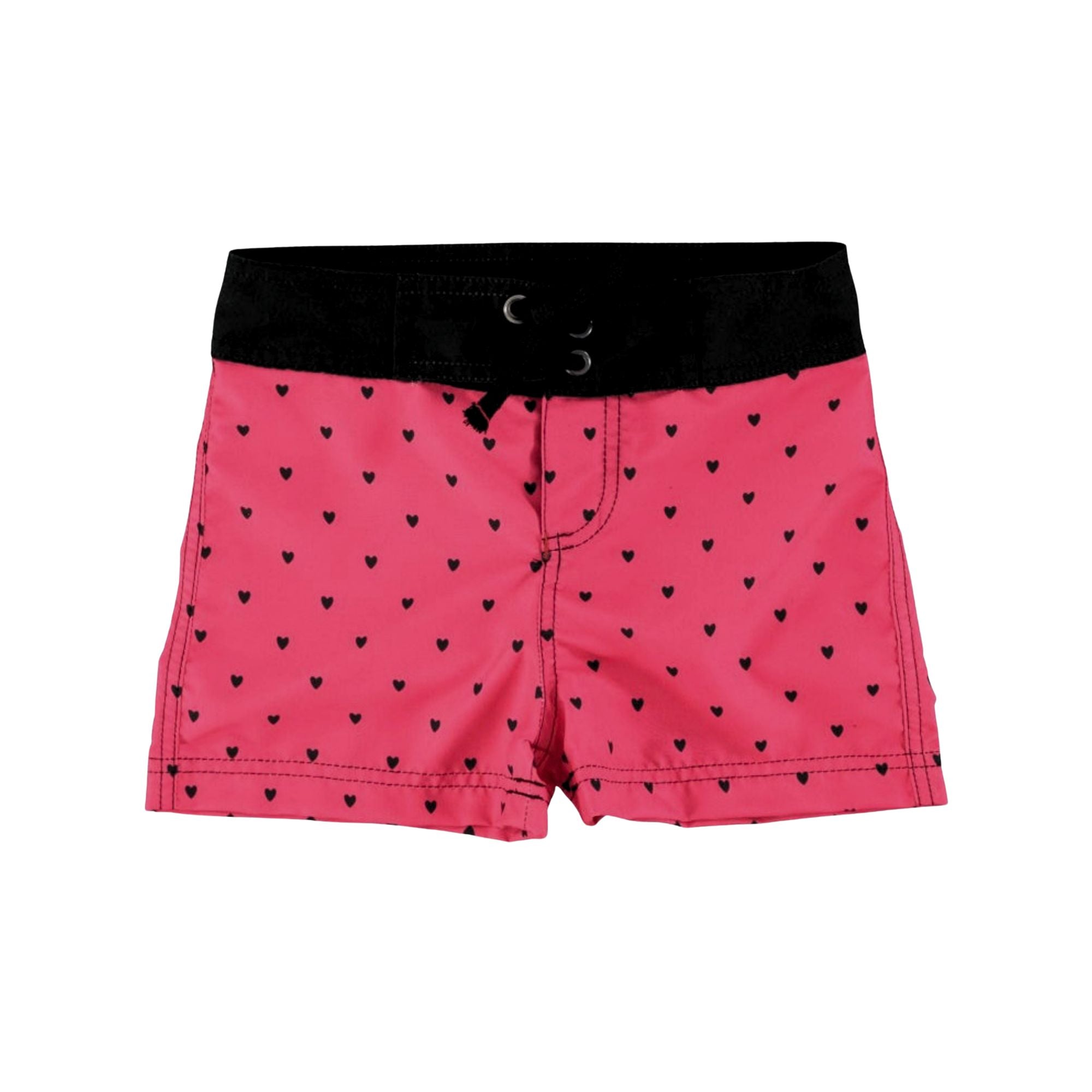 Heart Print Swim Shorts | Pink/Black