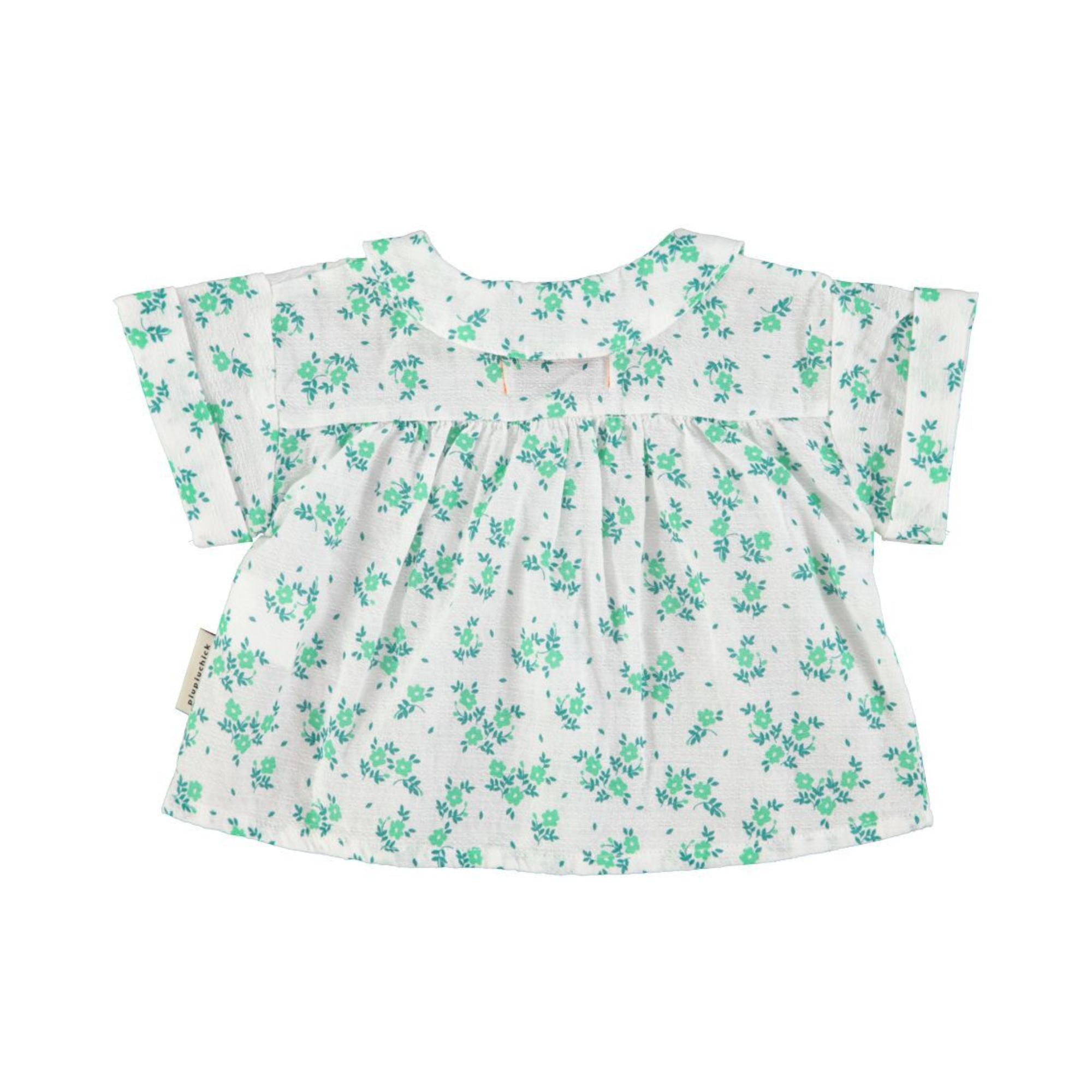Flower Print Peter Pan Collar Shirt | Ecru/Green