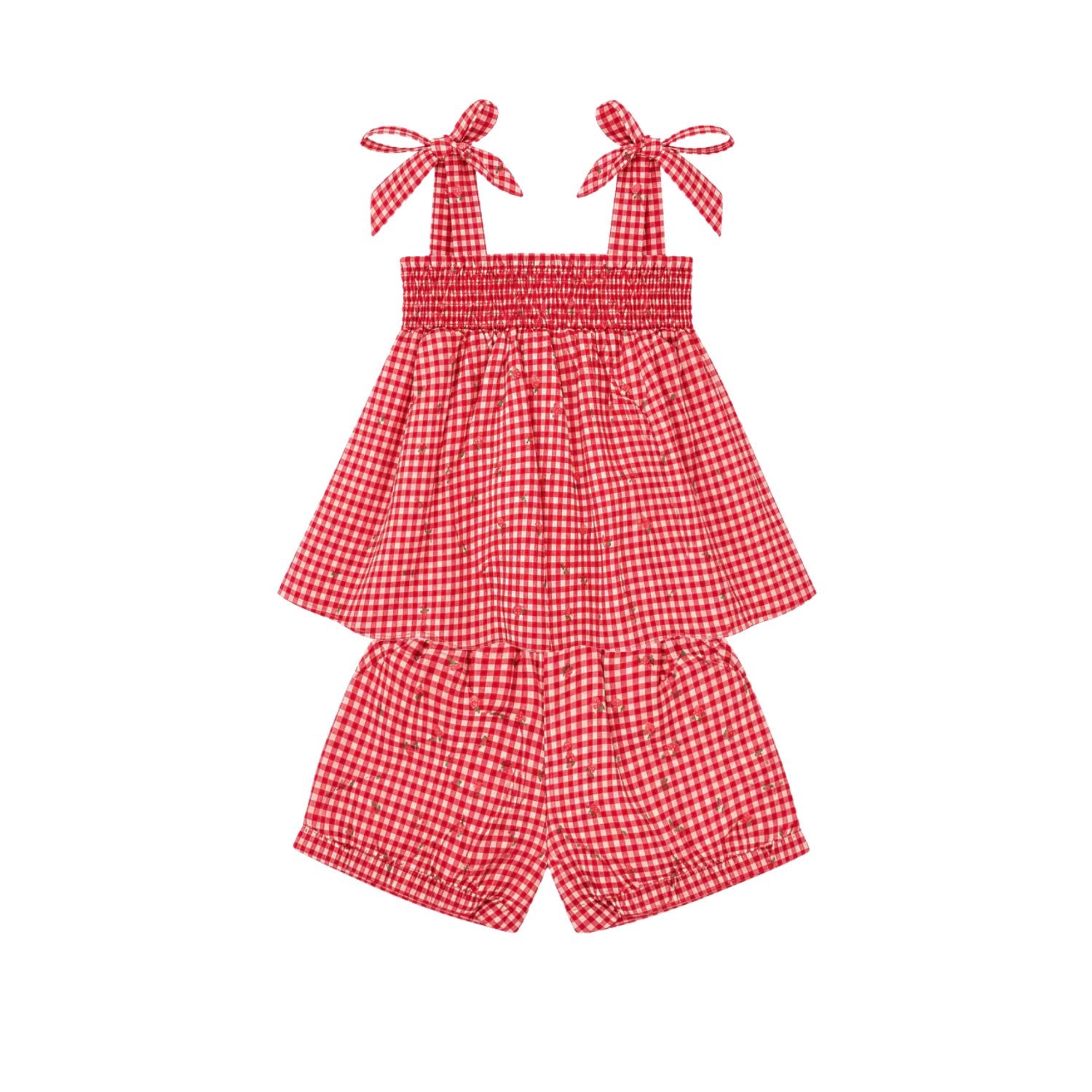 Smocked Top & Short Set | Cranberry Gingham