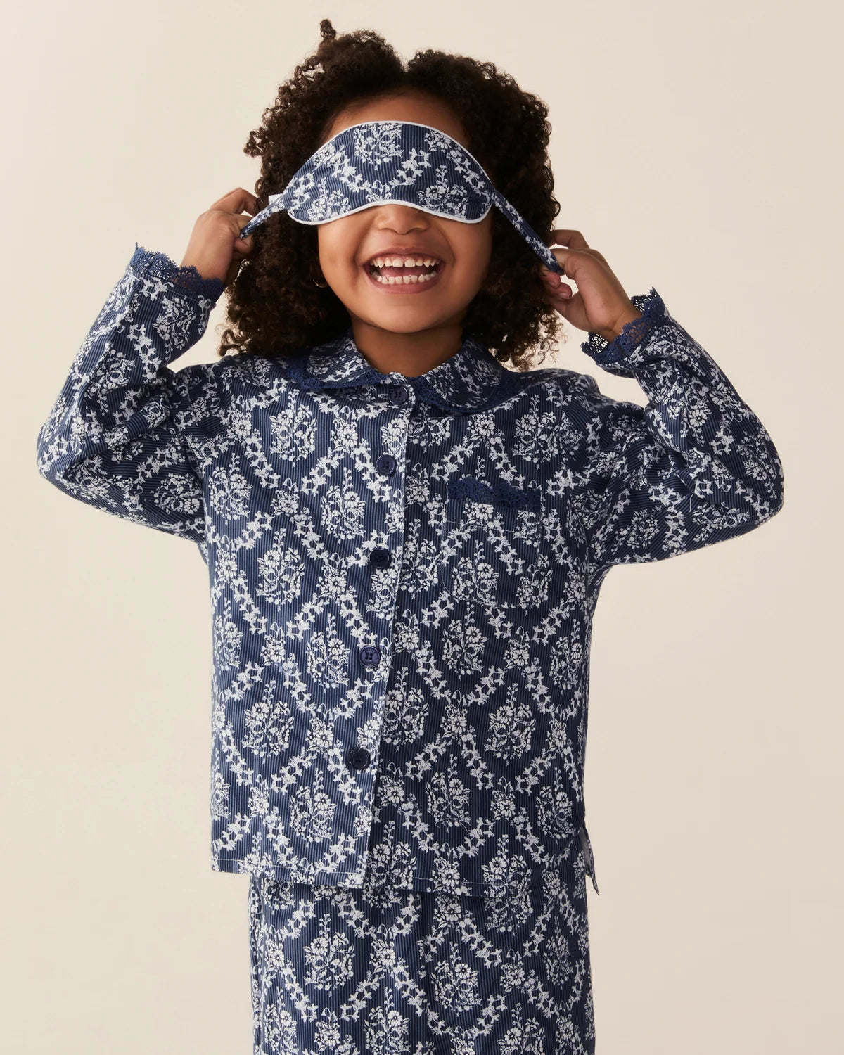 Twill Grace Pajama Set | Navy Innkeeper Trellis