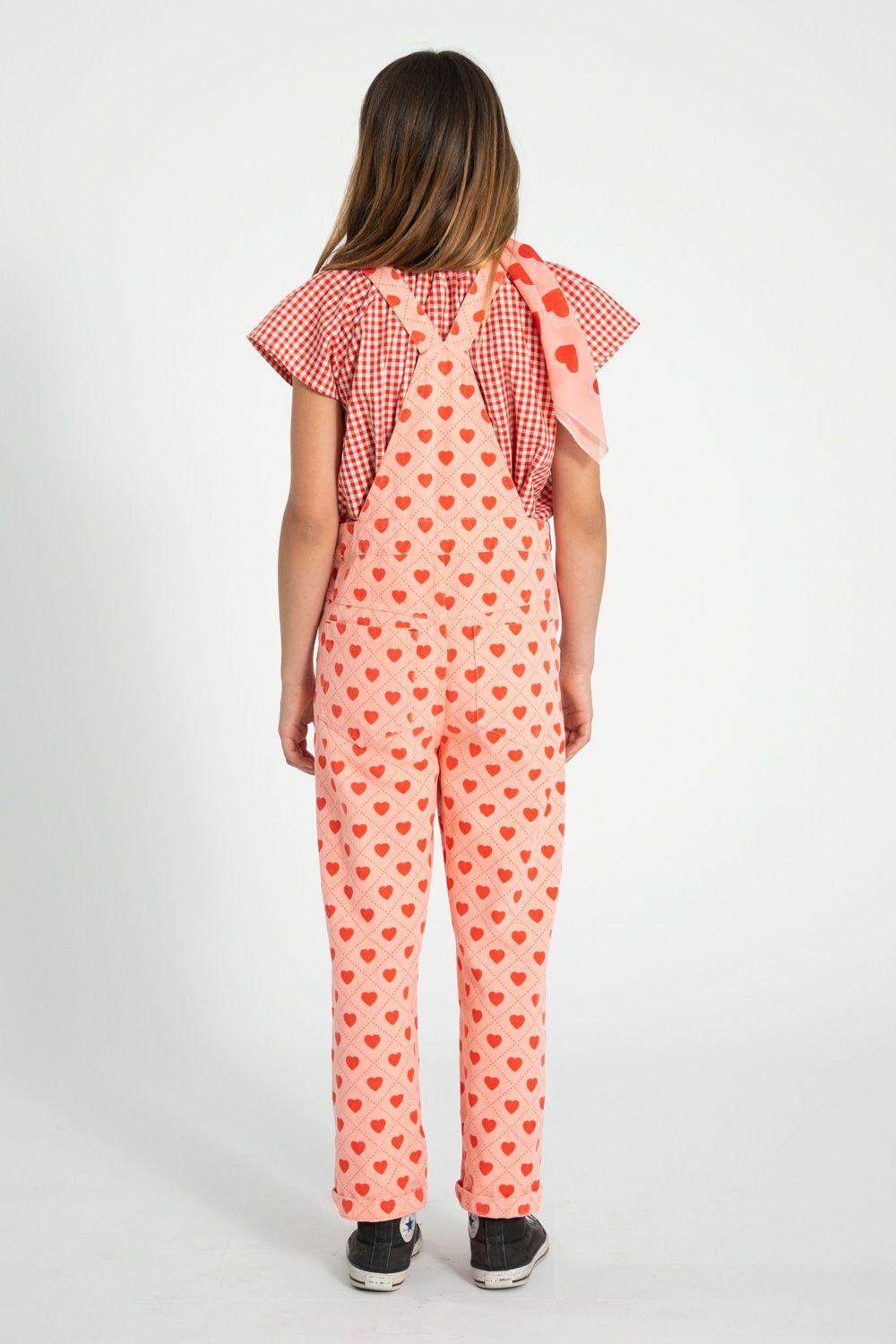 Heart Print Dungarees | Pink/Red