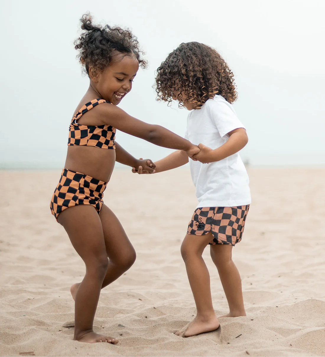 Wavy Checks Two Piece Swimsuit | Cocoa