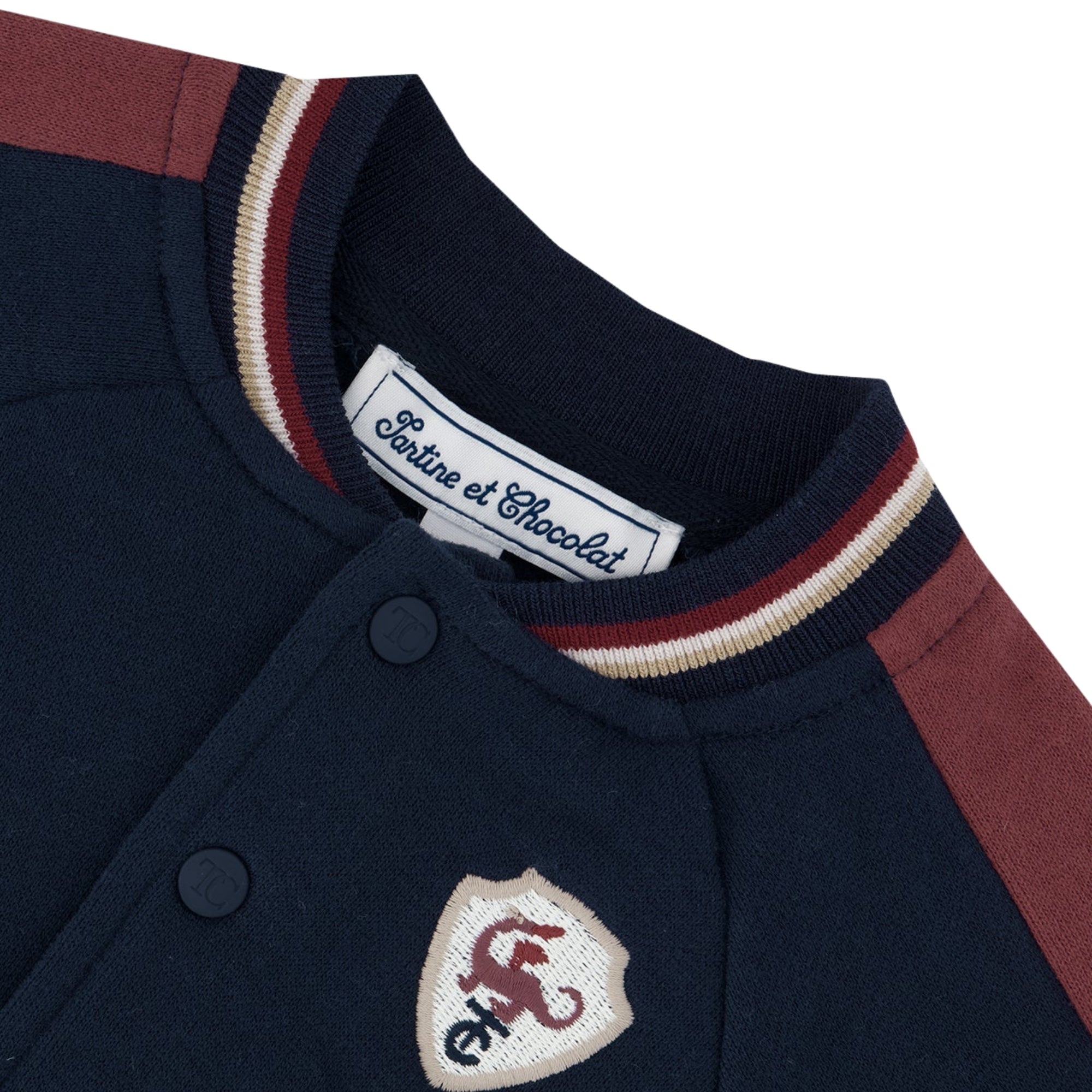 Embroidered Patch Cardigan | Navy