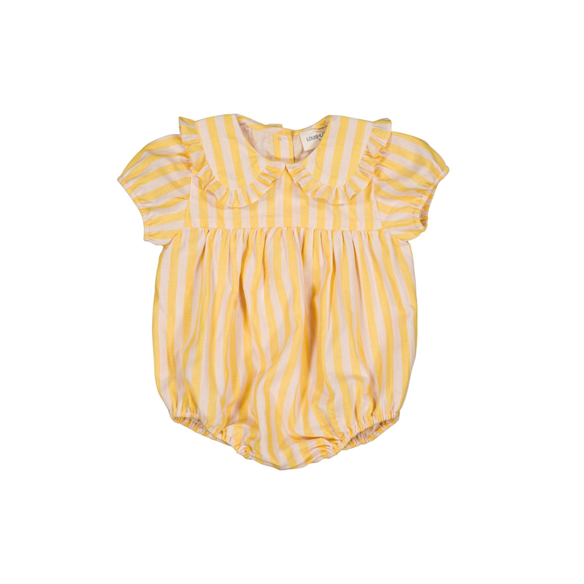 Poupette Stripe Romper | Yellow and Pink