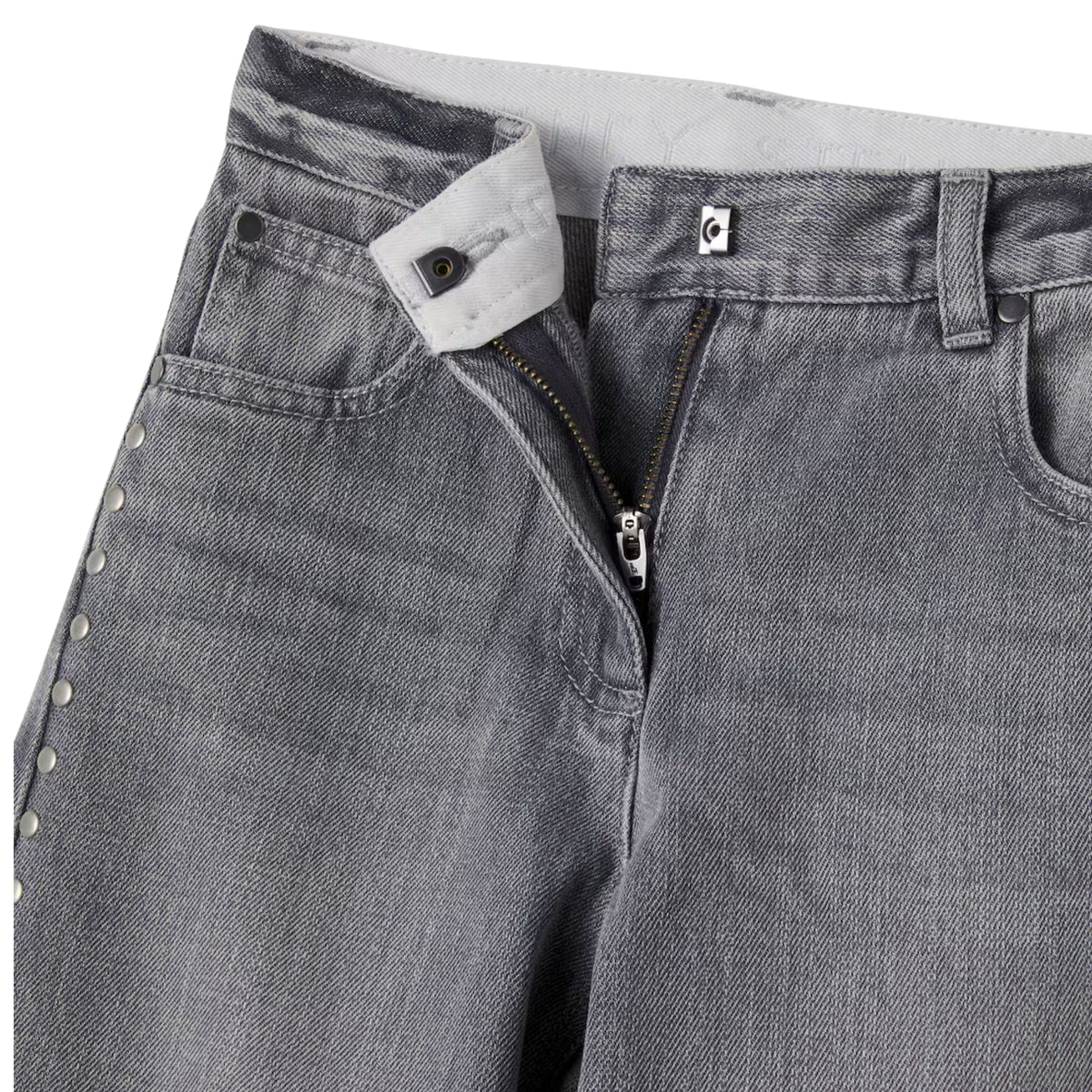 Studded Straight Jeans | Grey