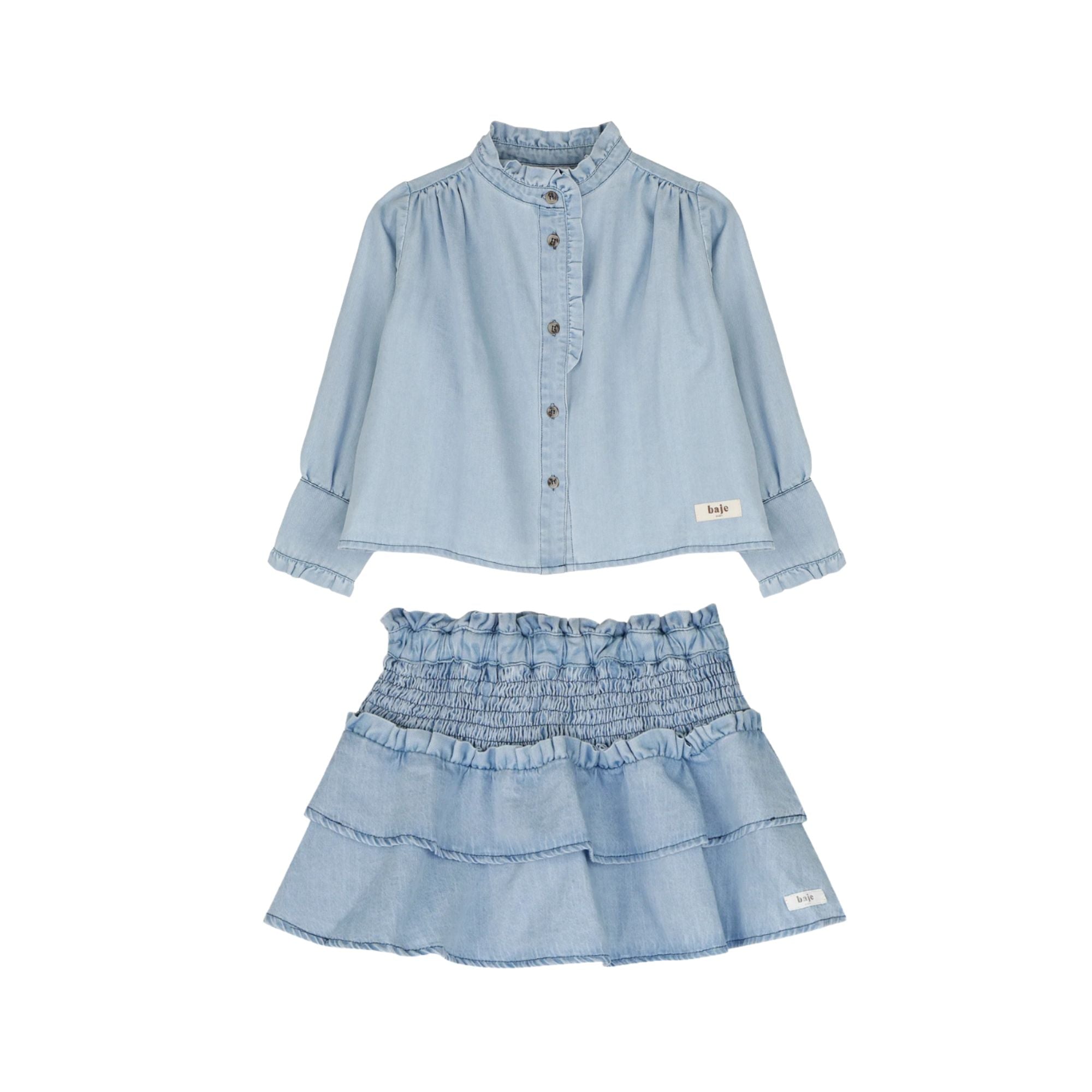 Lala Ruffle Set | Blue Denim Light