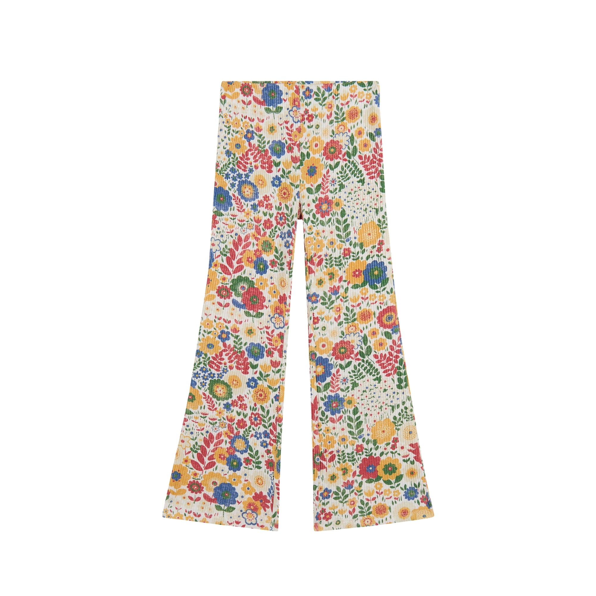 Floral Ribbed Cotton Jersey Pants