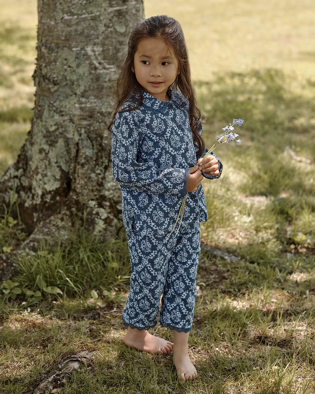 Twill Grace Pajama Set | Navy Innkeeper Trellis