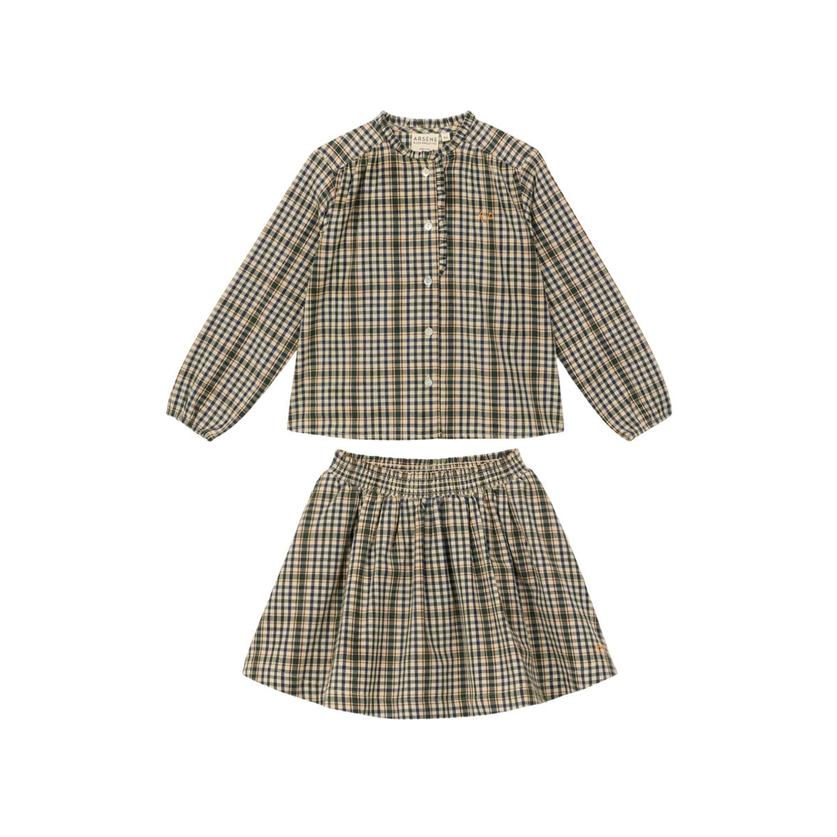 Checkered Blouse & Skirt Set | Vert