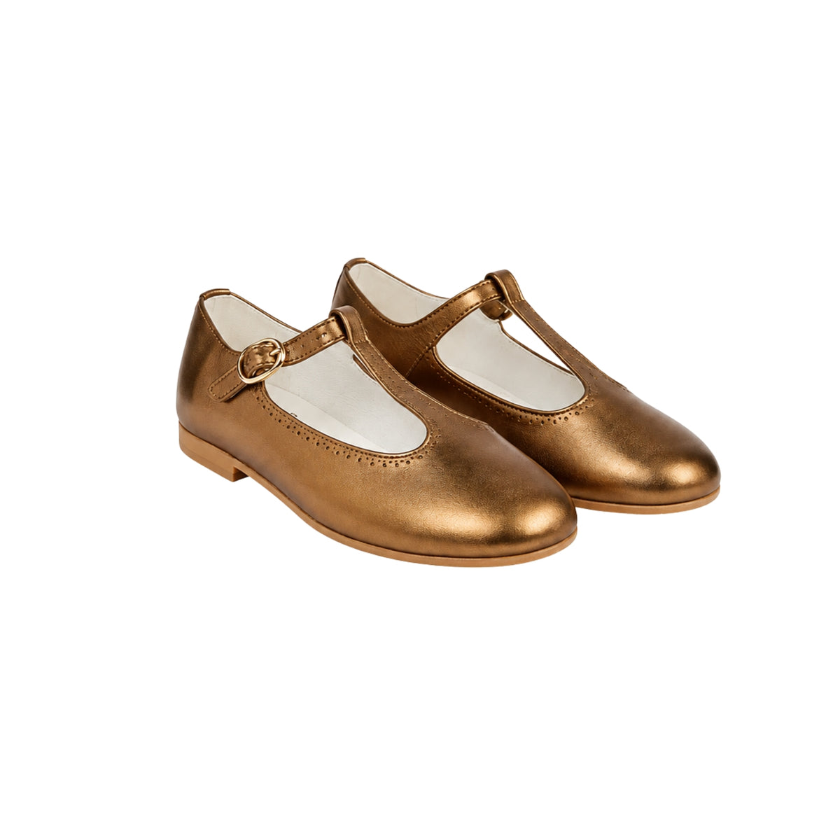 Leather T-Bar Shoes | Bronze