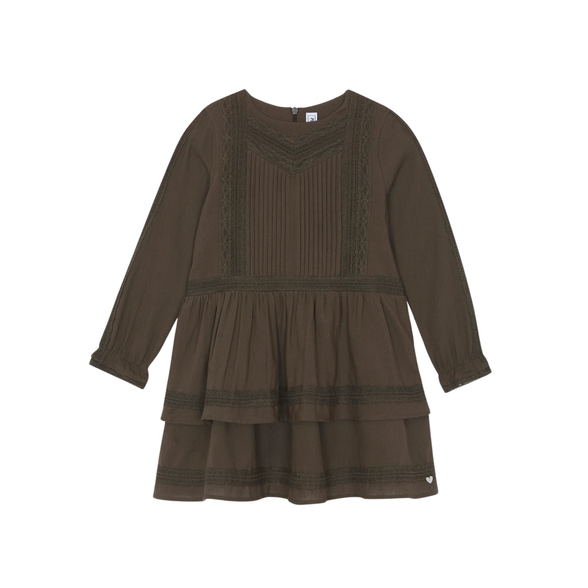 Flat Pleats Dress | Brown