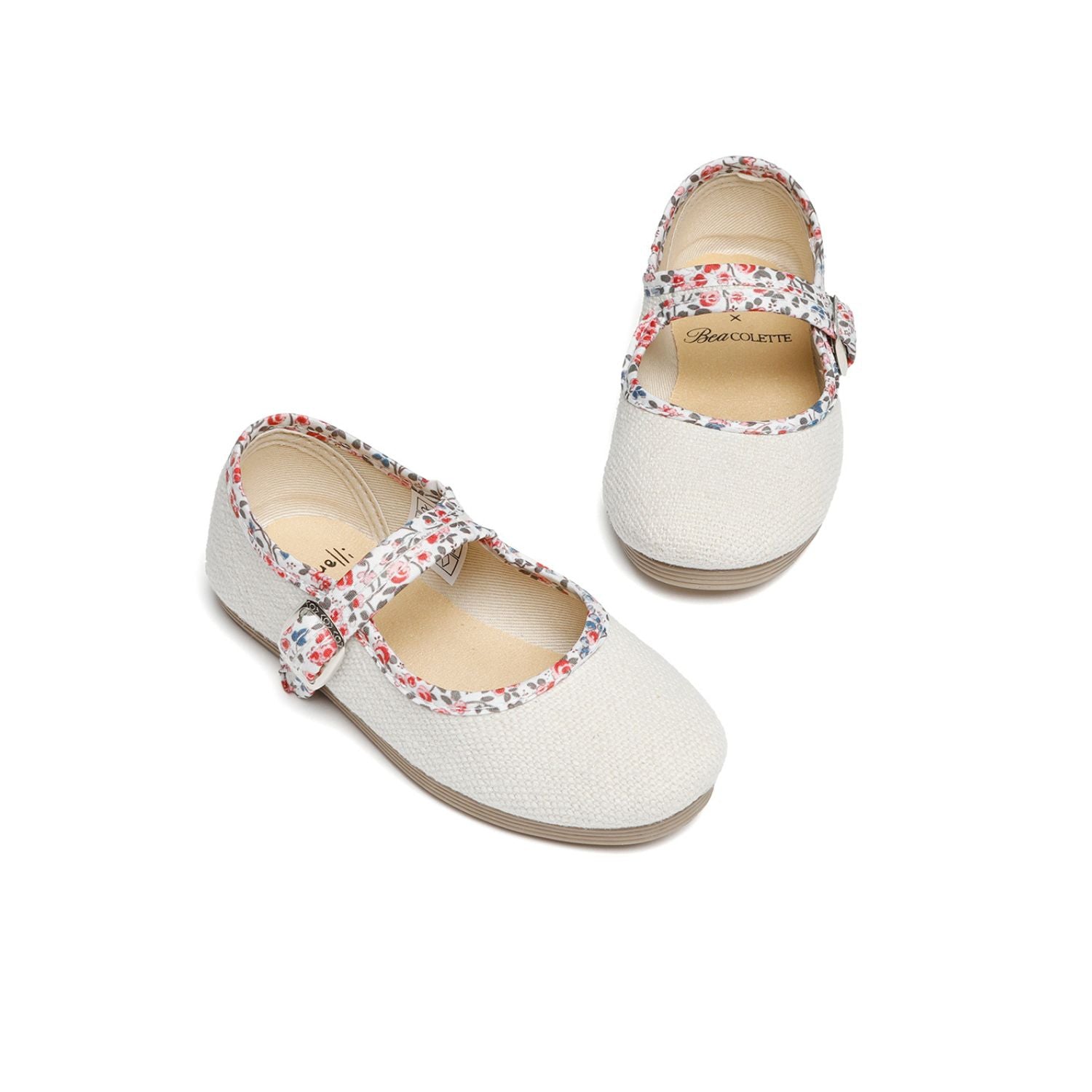Lola Shoes | Stone with Floral Trim
