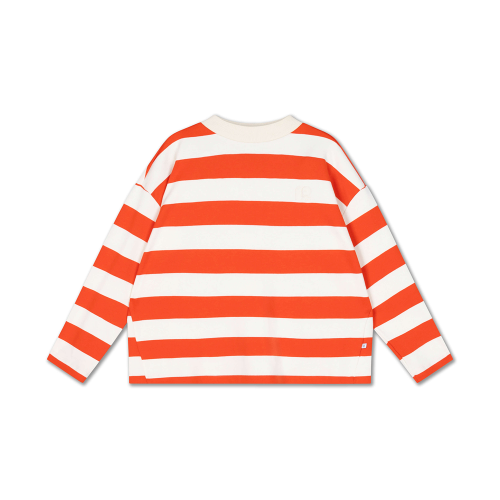 Boxy Sweater | Flame Red Block Stripe