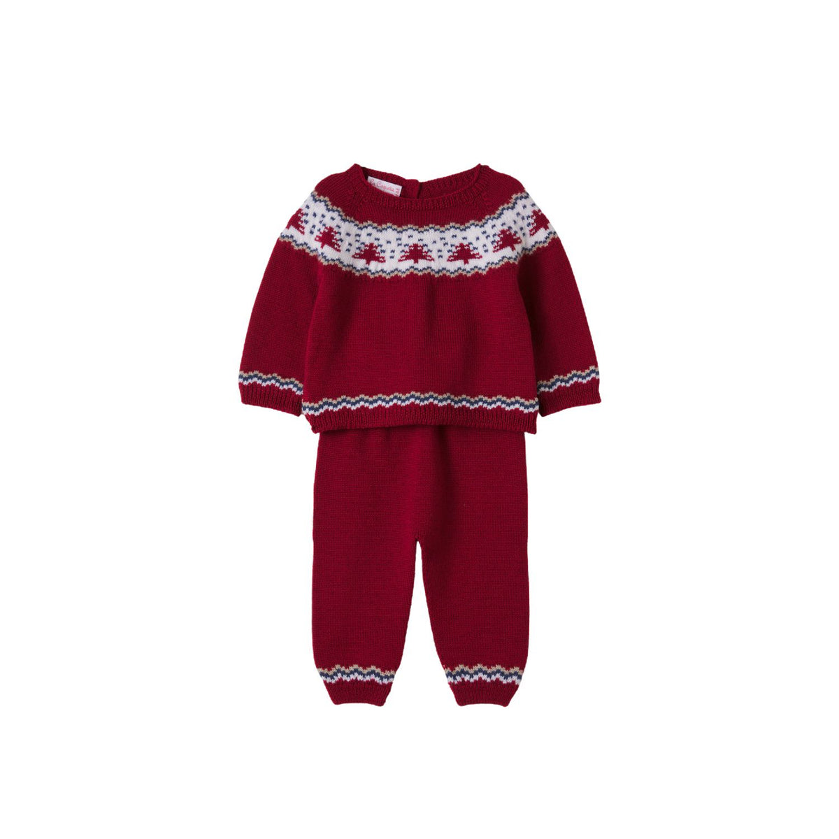 Nieve Merino Fair Isle Knitted Set | Burgundy