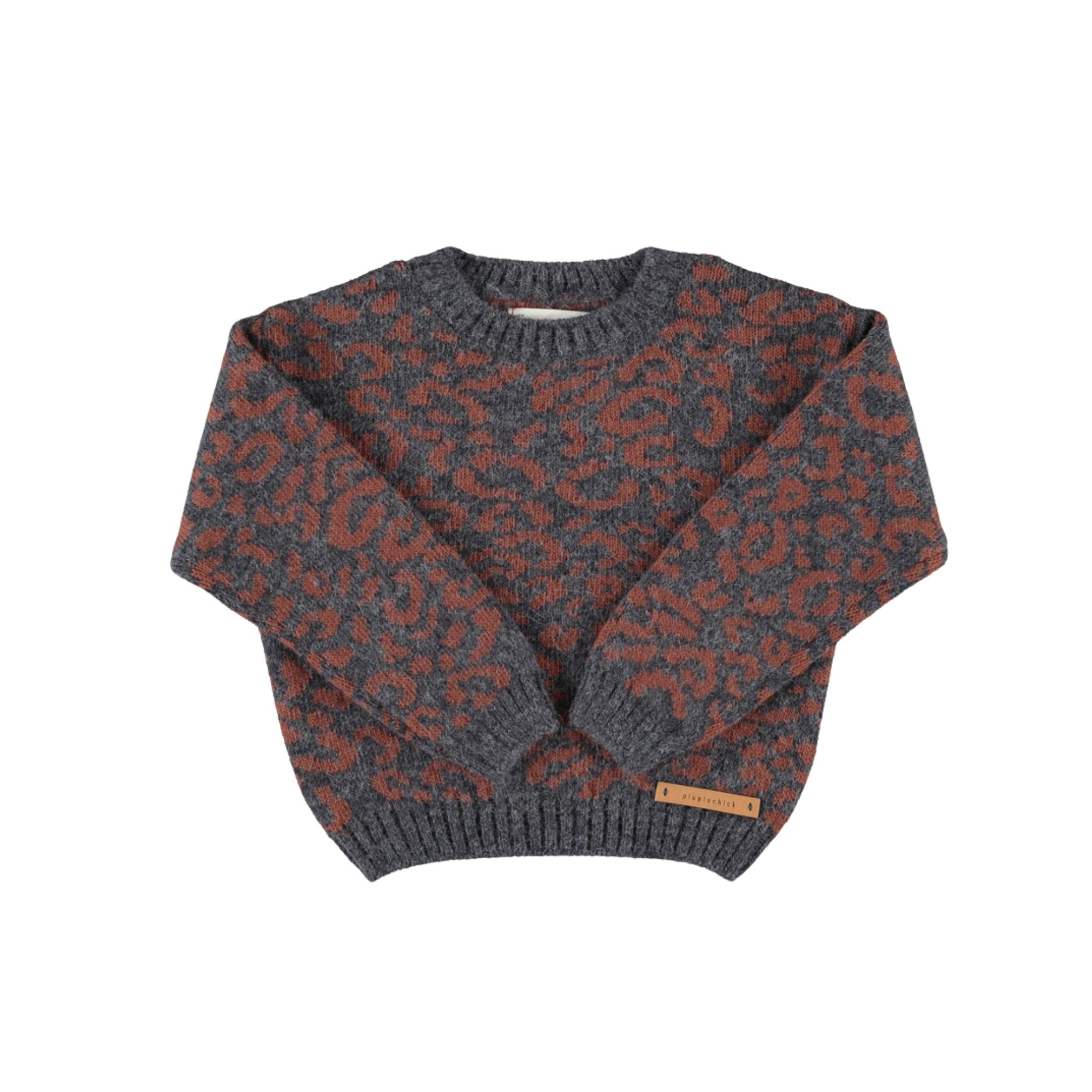Knitted Baby Set | Dark Grey with Animal Print