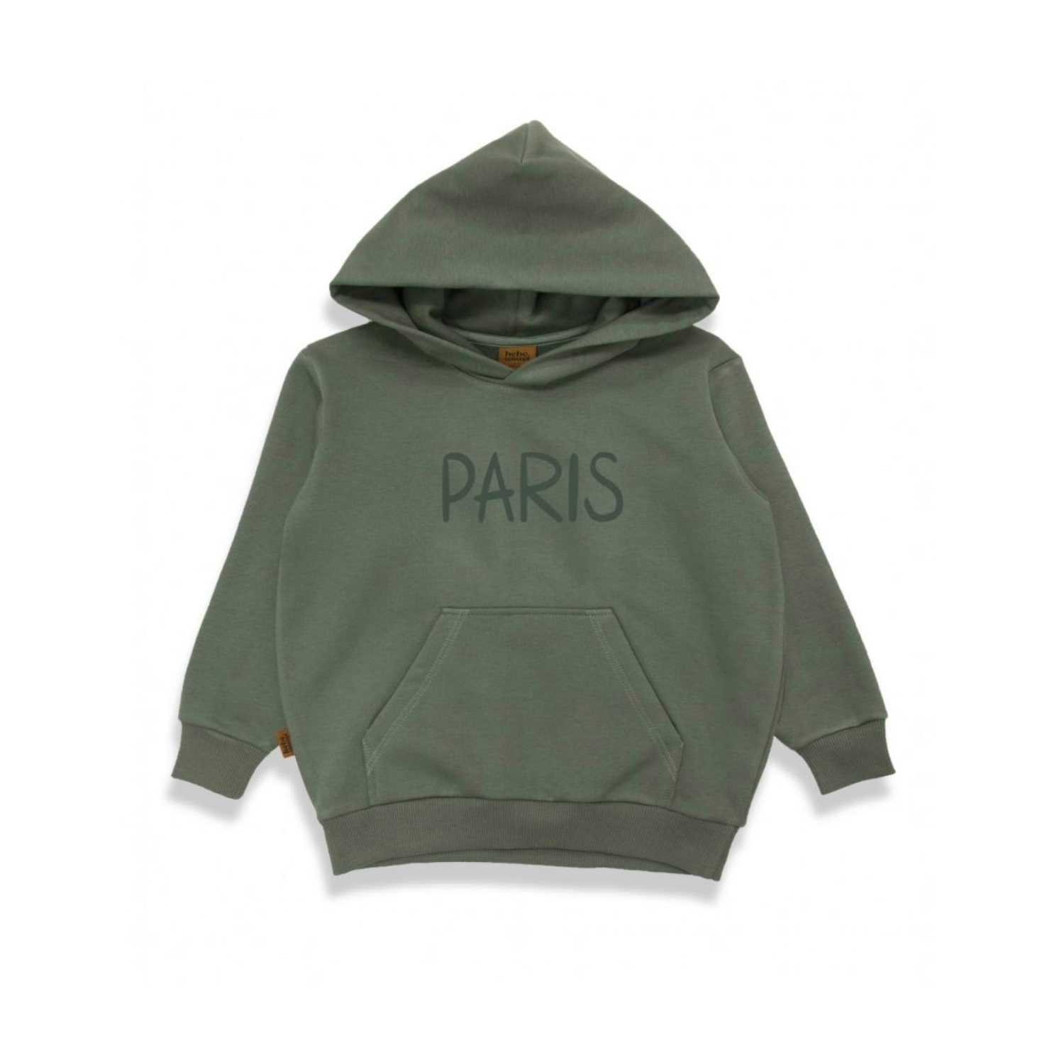 Bonjour Print Hoodie | Olive Green