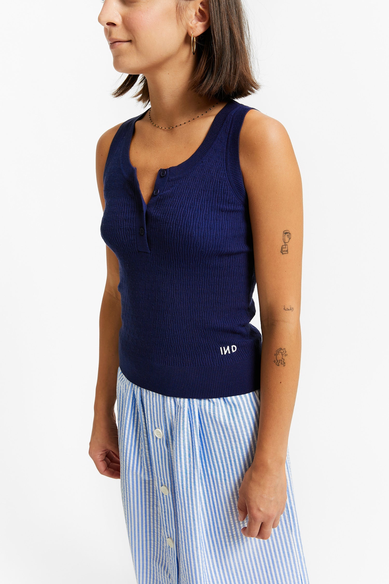 Volga Knitted Tank Top | Navy