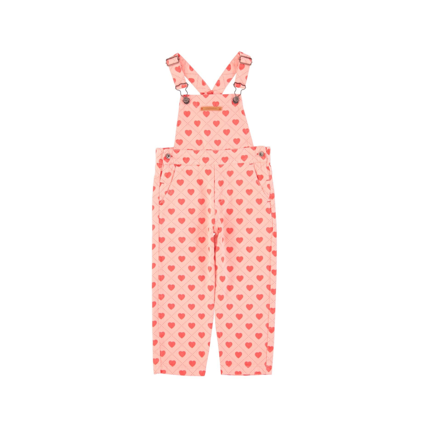 Heart Print Dungarees | Pink/Red