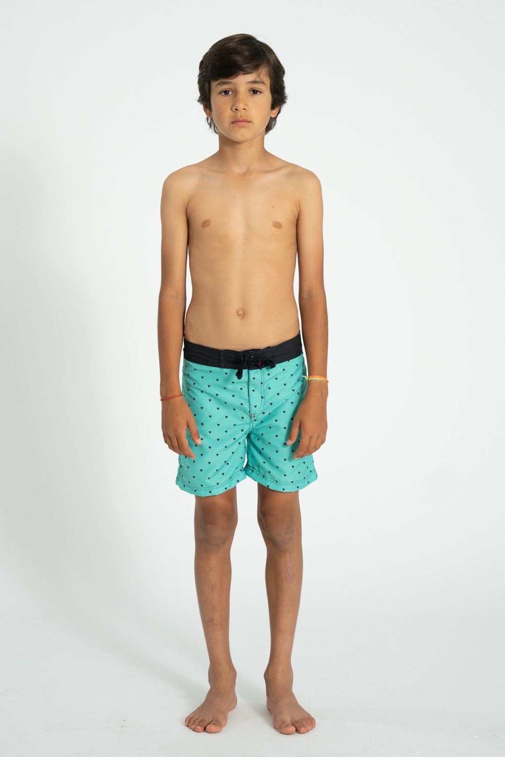 Heart Print Swim Shorts | Green/Black