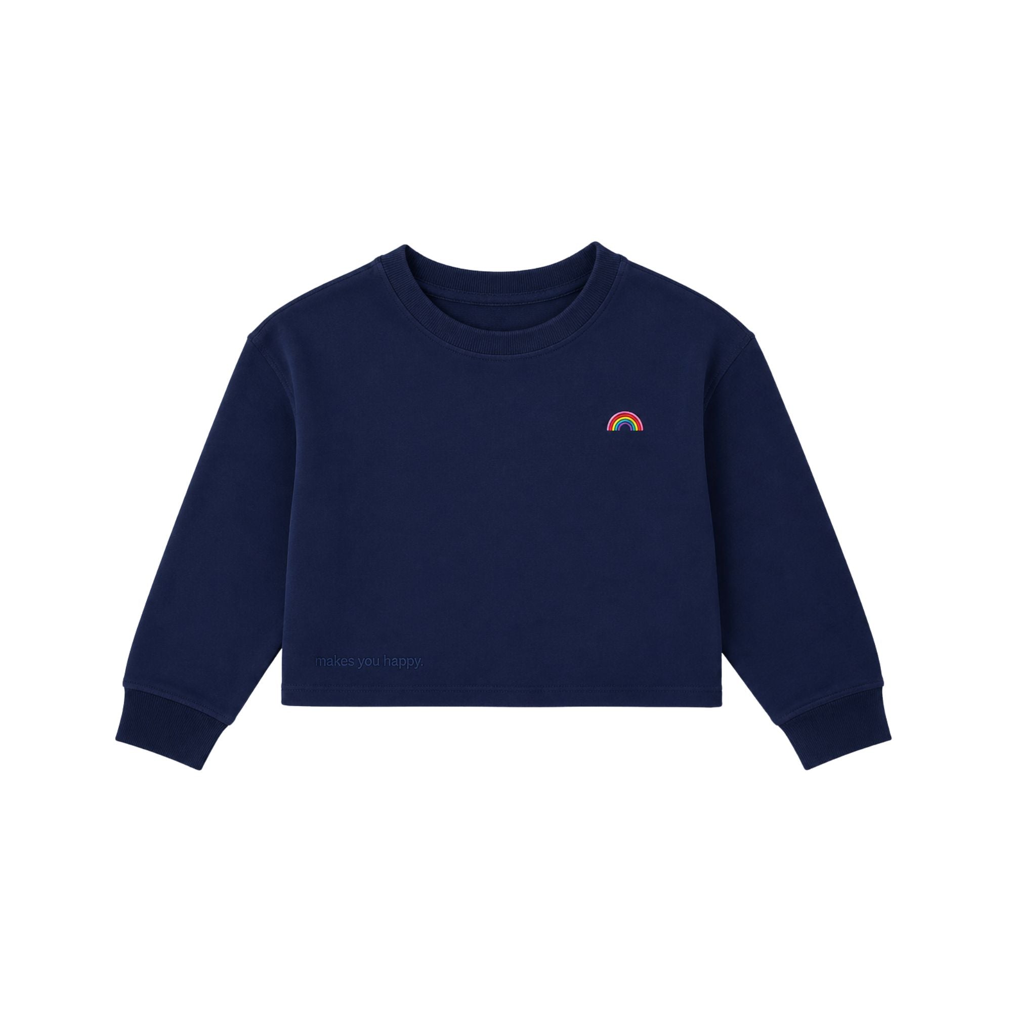 Raw Hem Cropped Crewneck | Navy