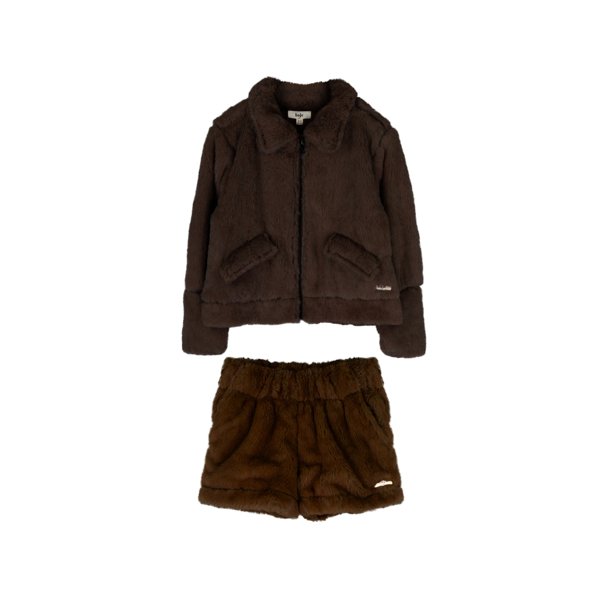Isabeau Jolye Faux Fur Jacket Set | Brown Choco