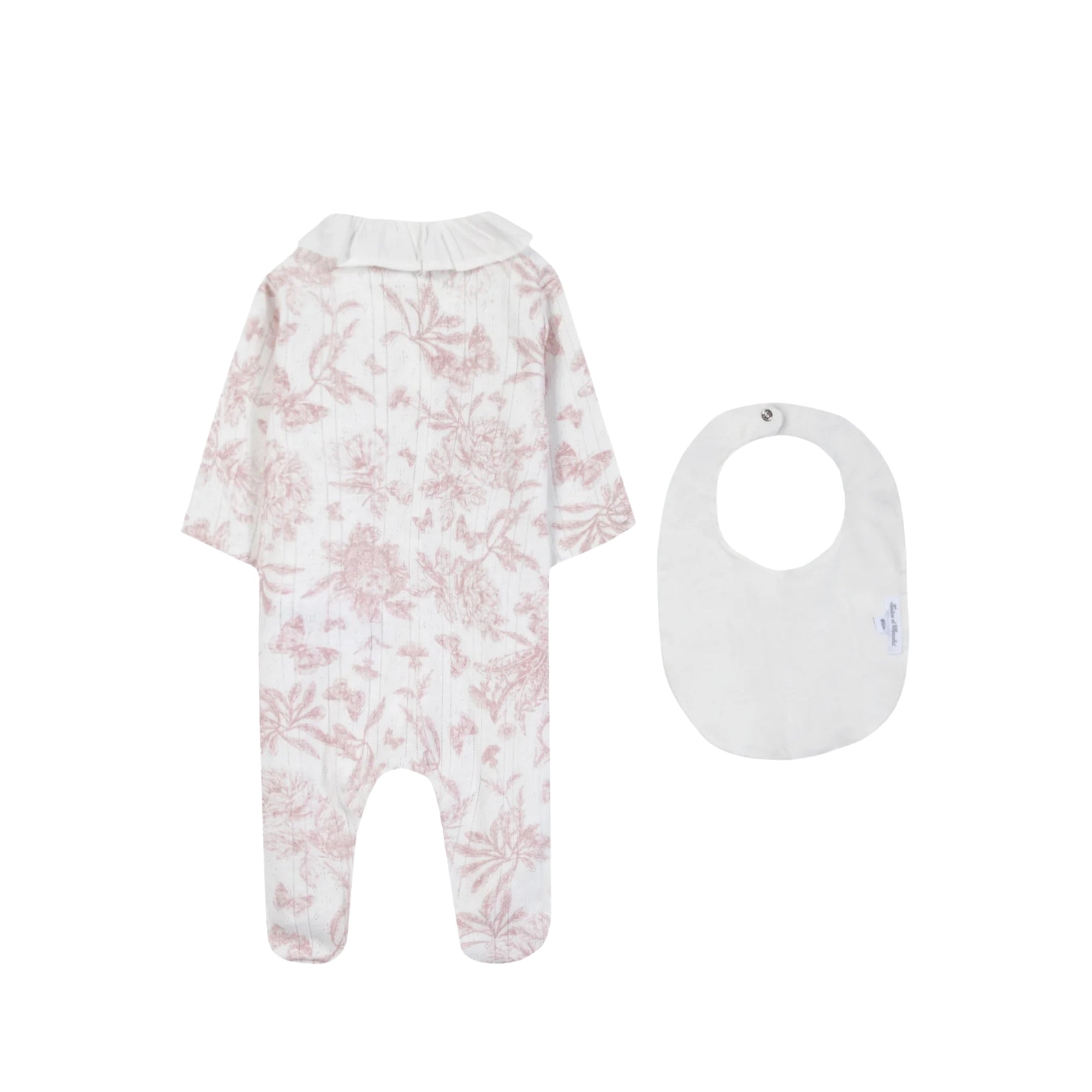 Toile De Jouy Romper & Bib Set | Blush